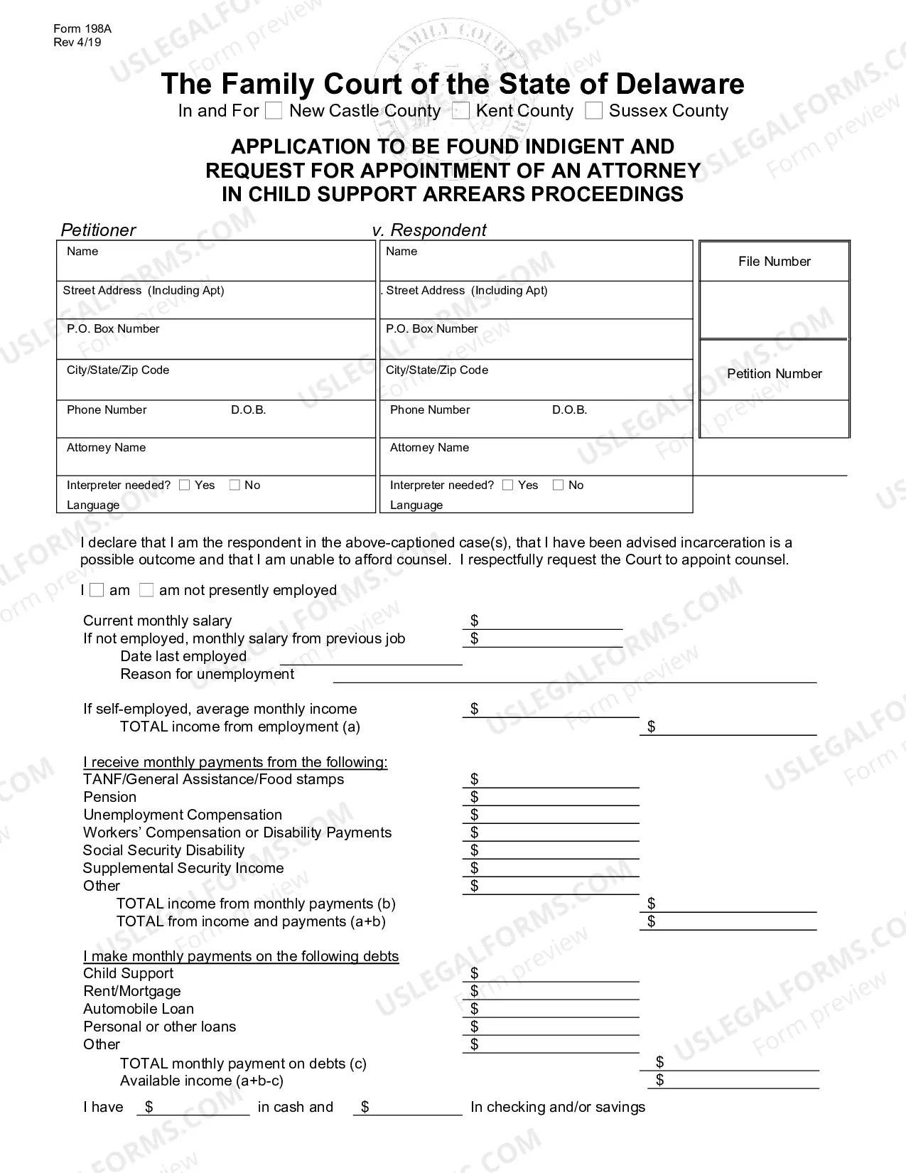 Preview Application (Packet) To Be Found Indigent