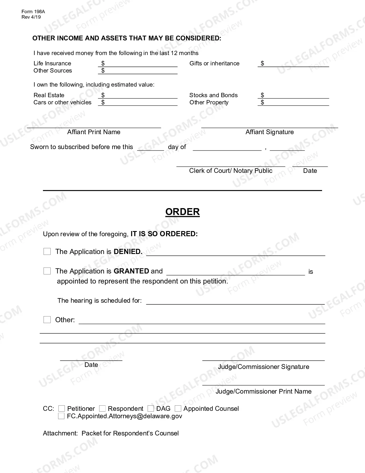 Preview Application (Packet) To Be Found Indigent