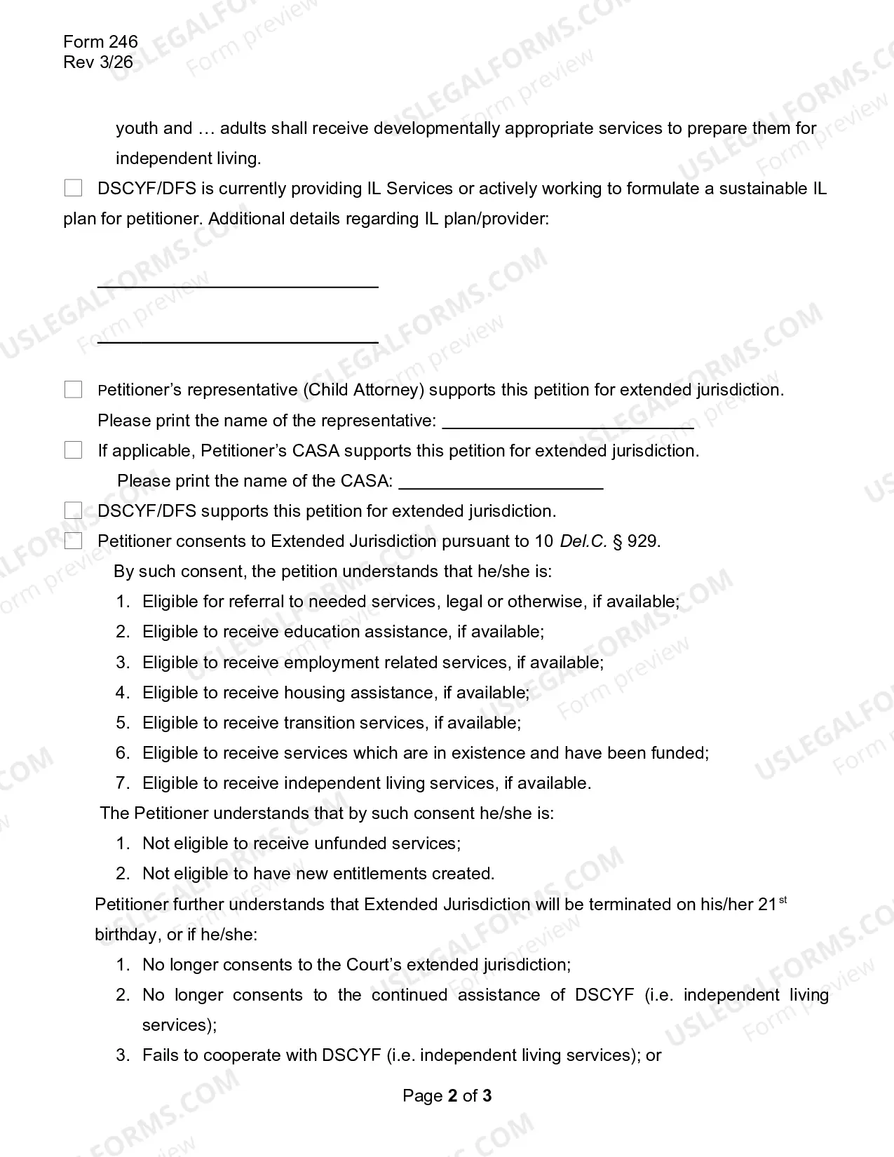 Preview Petition for Extended Jurisdiction