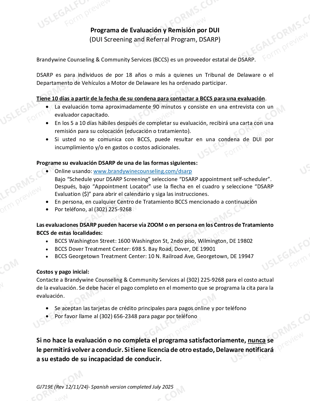 Preview DUI Evaluation and Referral Program - Spanish