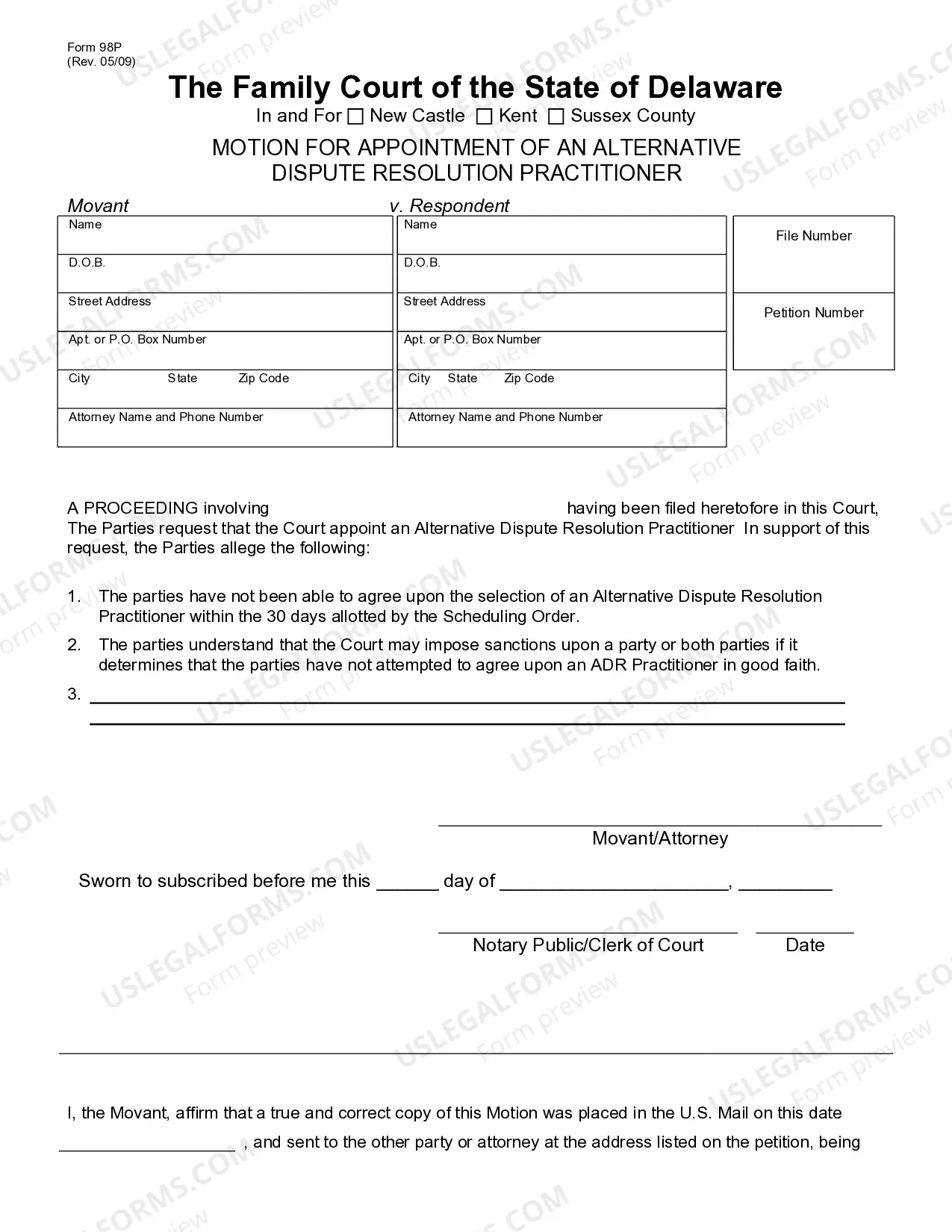 Preview Motion for Appointment of an Alternative Dispute Resolution Practitioner