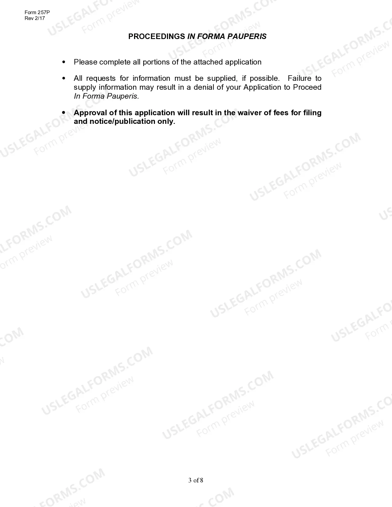 Preview Affidavit in Support of Application to Proceed in Forma Pauperis