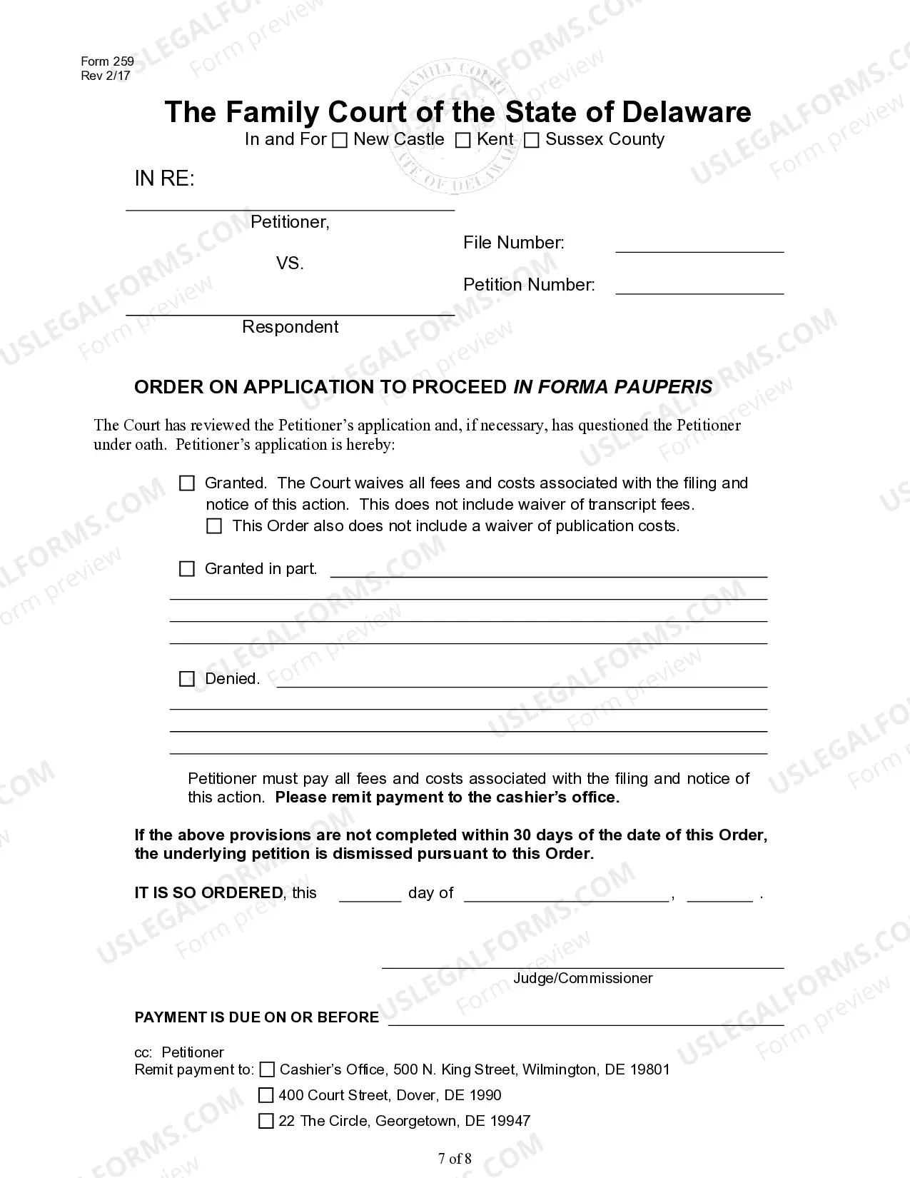 Preview Affidavit in Support of Application to Proceed in Forma Pauperis