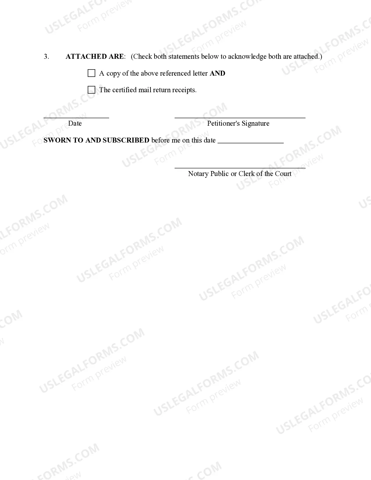 Preview Affidavit of Mailing - Word template