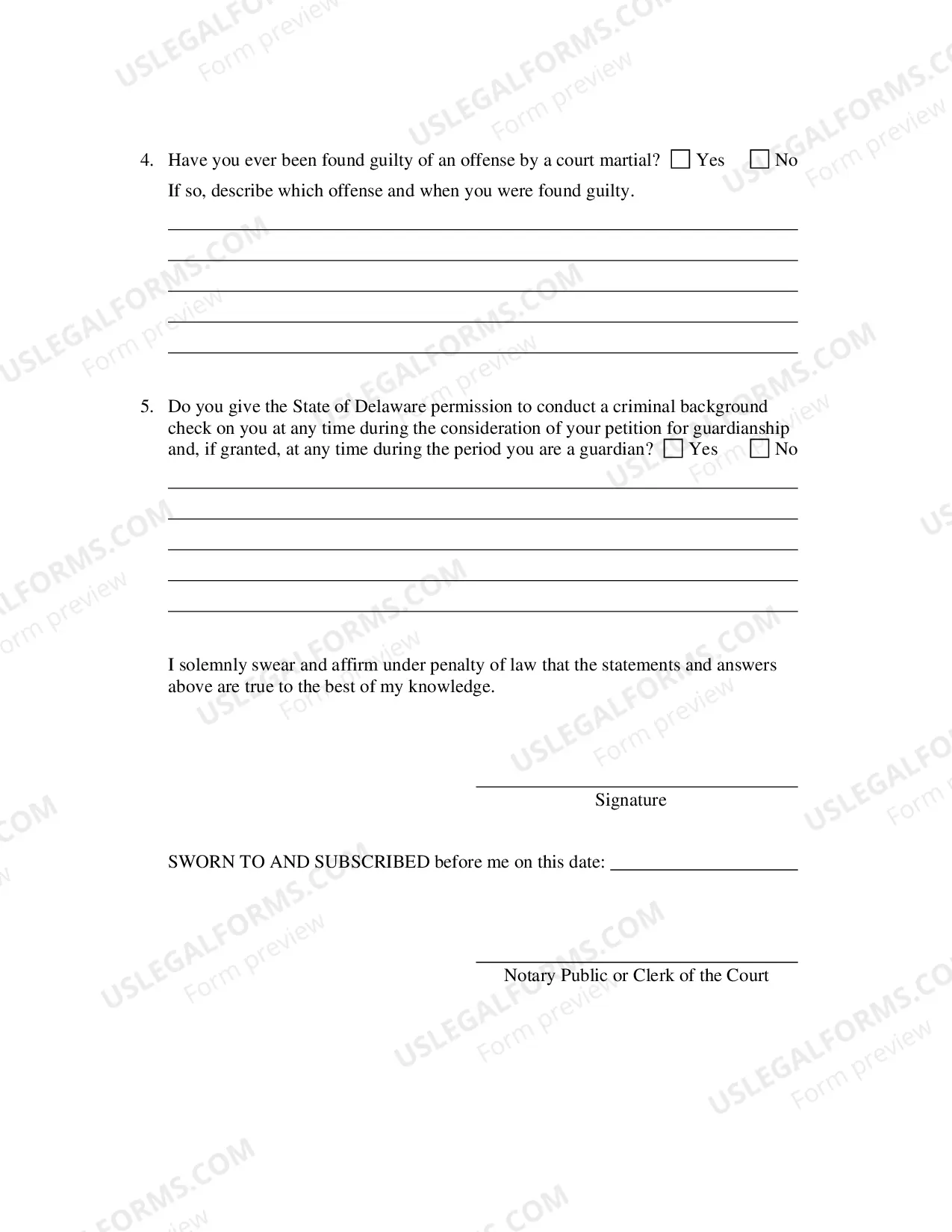 Preview Affidavit of Petitioners History