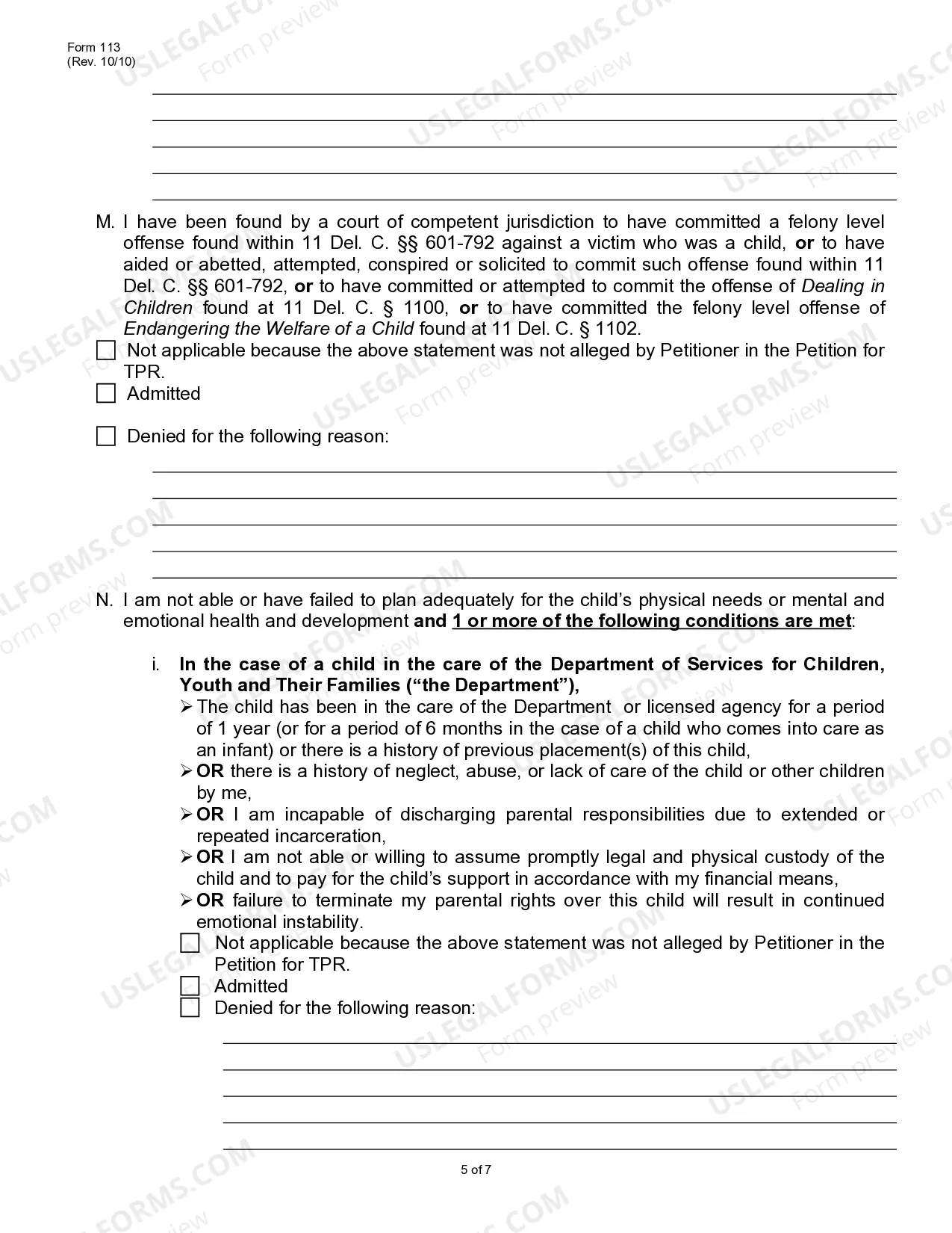 Preview Answer to Petition for Termination of Parental Rights