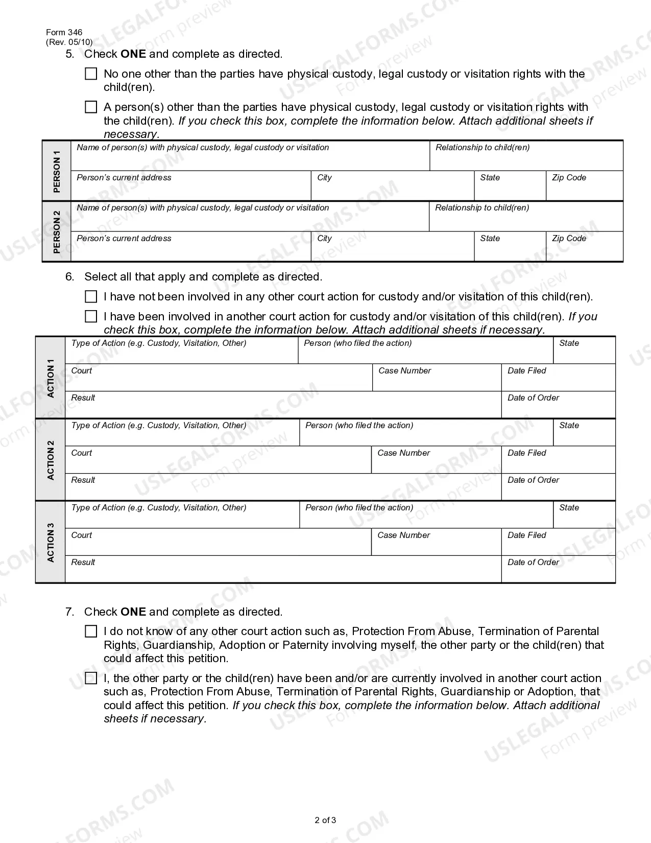Preview Custody Separate Statement