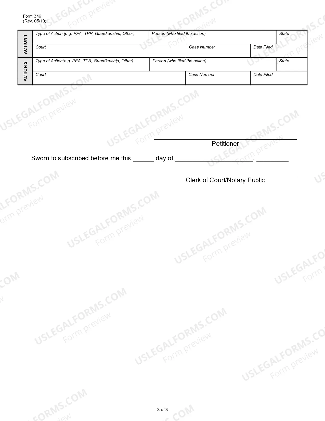 Preview Custody Separate Statement