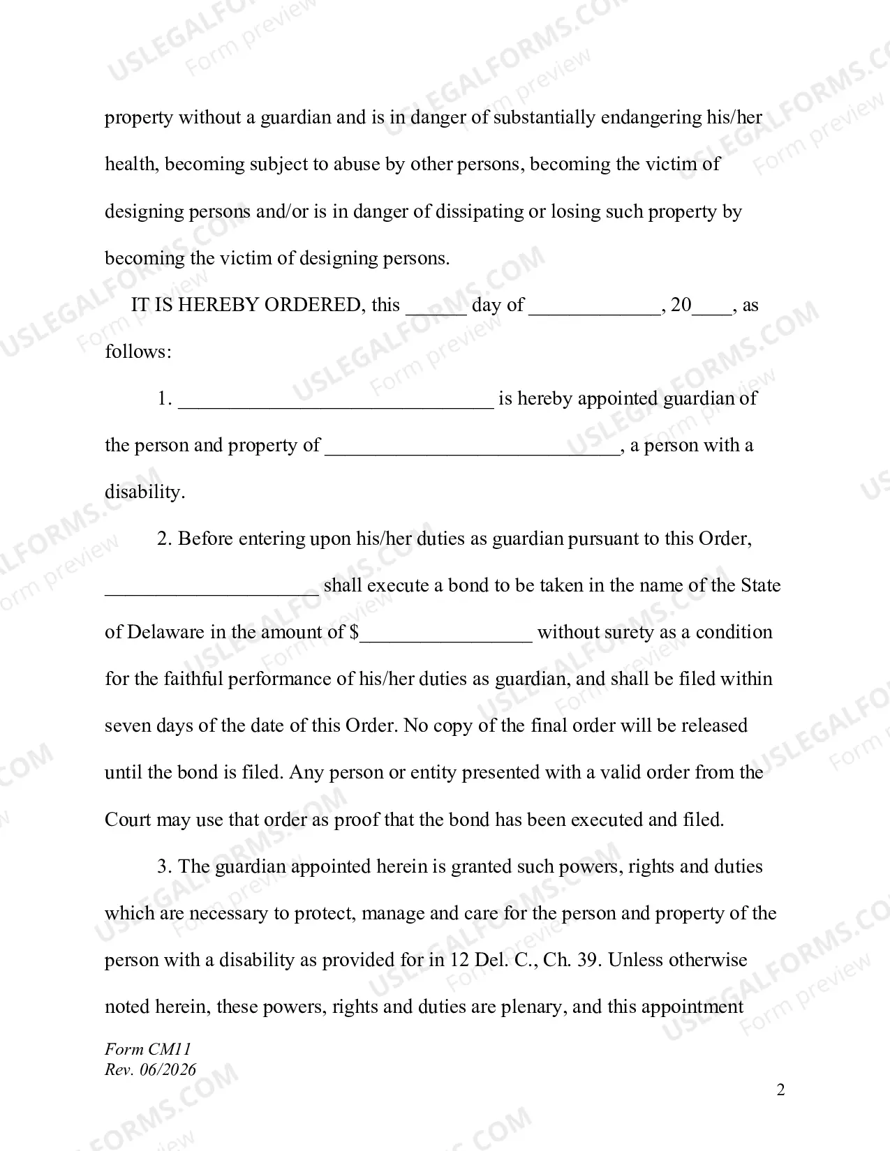Preview Final Order Accountings Waived (Guardianship) - Print Only Form - PRO SE ONLY