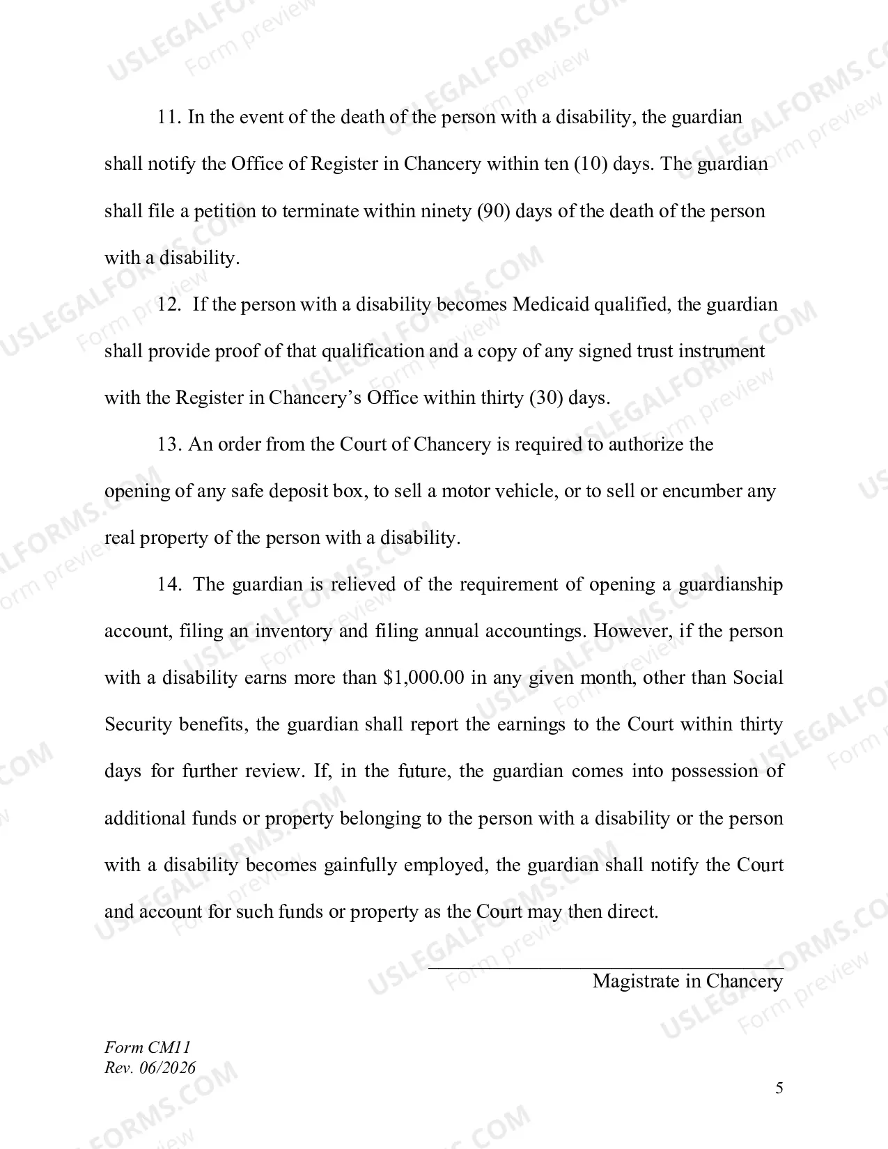 Preview Final Order Accountings Waived (Guardianship) - Print Only Form - PRO SE ONLY