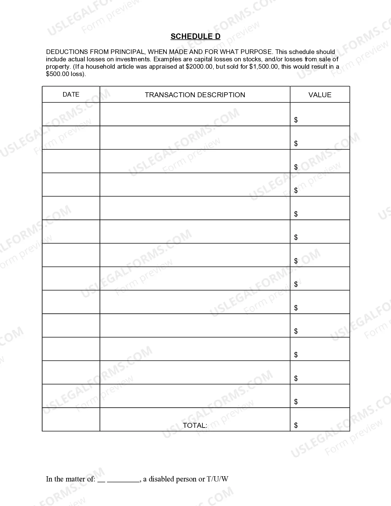 Preview Guardianship Accounting Packet - Fill-in Form