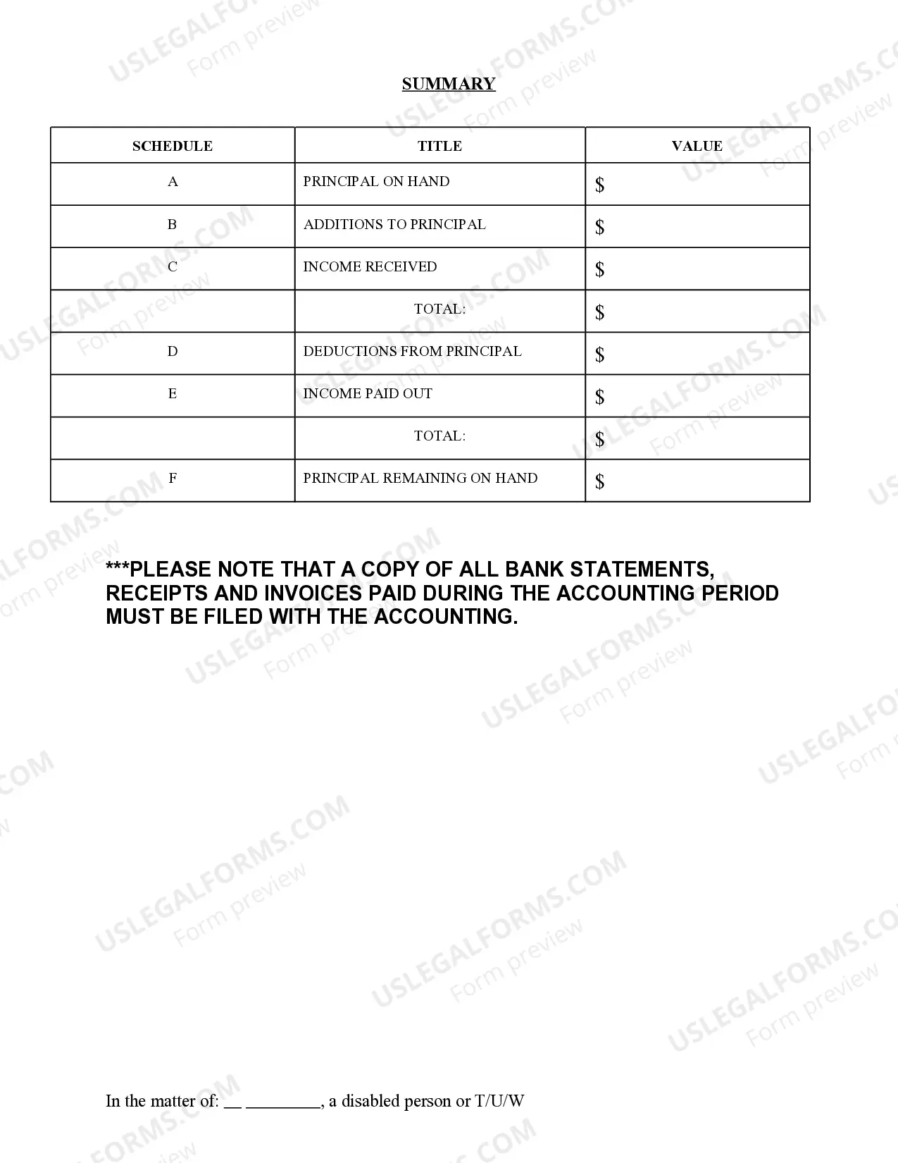 Preview Guardianship Accounting Packet - Fill-in Form