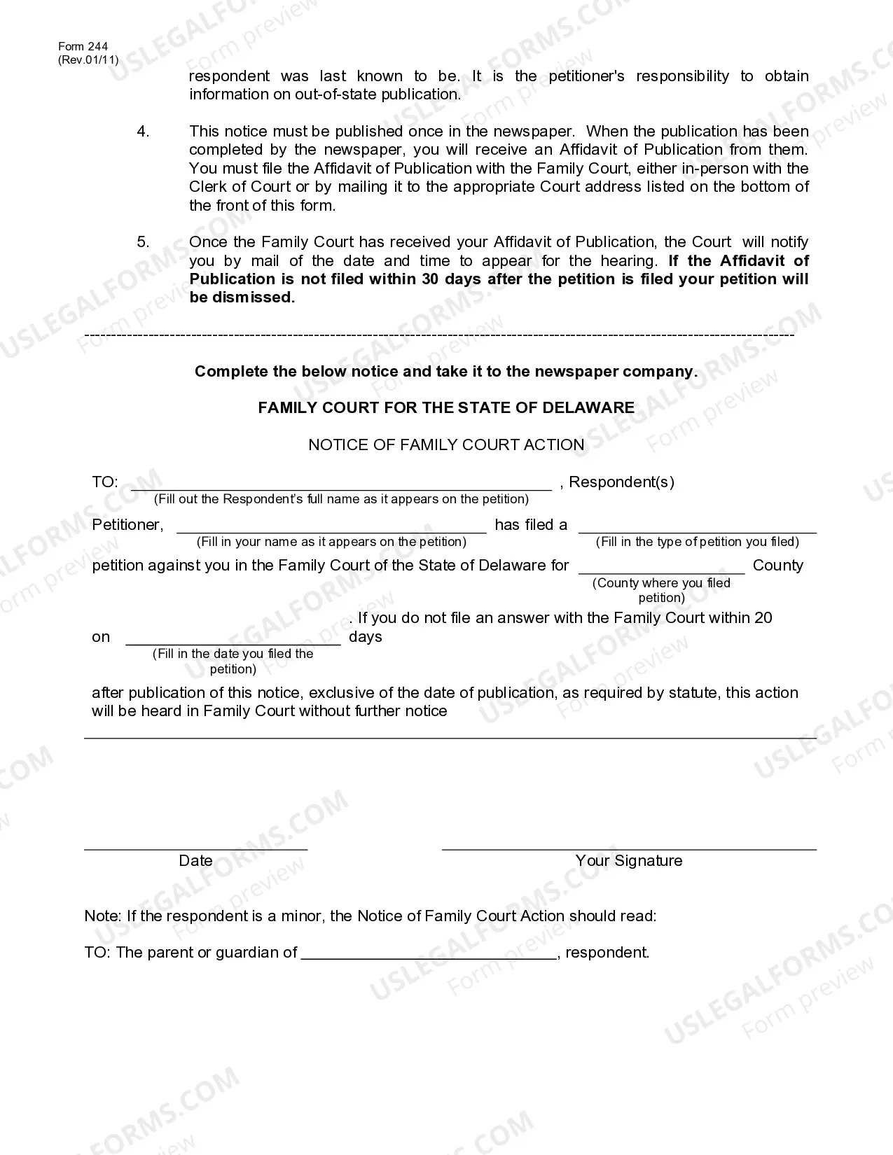 Preview Litigant Instructions for Publication Guardianship
