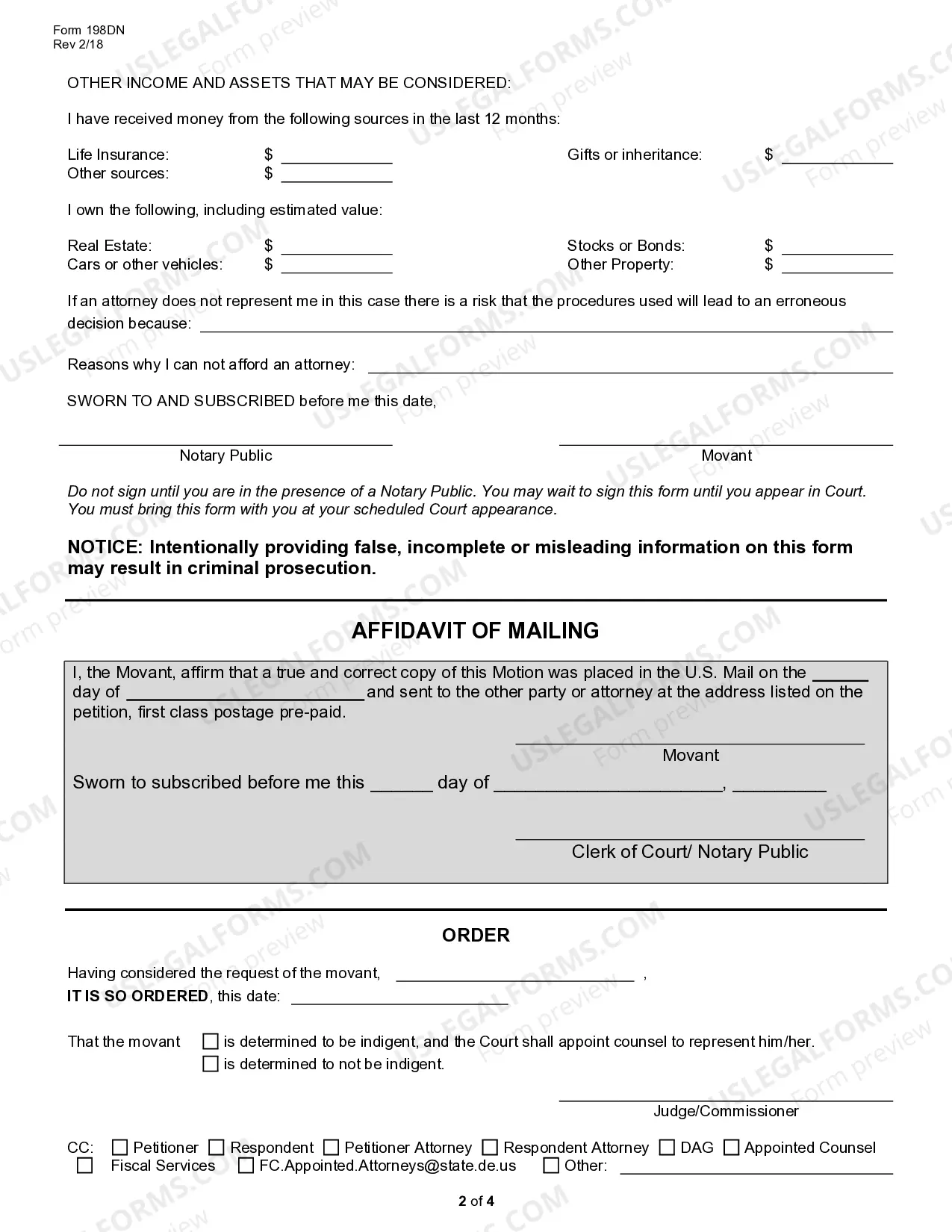 Preview Motion and Affidavit To Be Found Indigent and Request for Appointment of An Attorney in Dependency Neglect Proceedings
