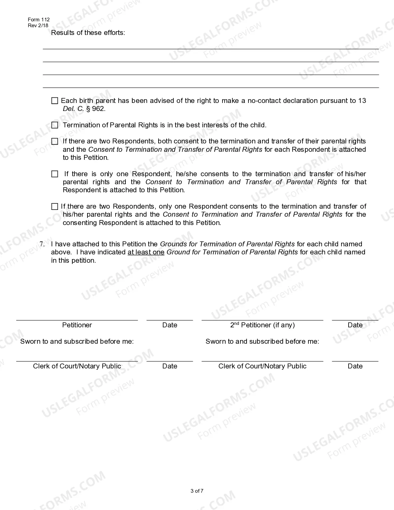 Preview Petition for Termination of Parental Rights