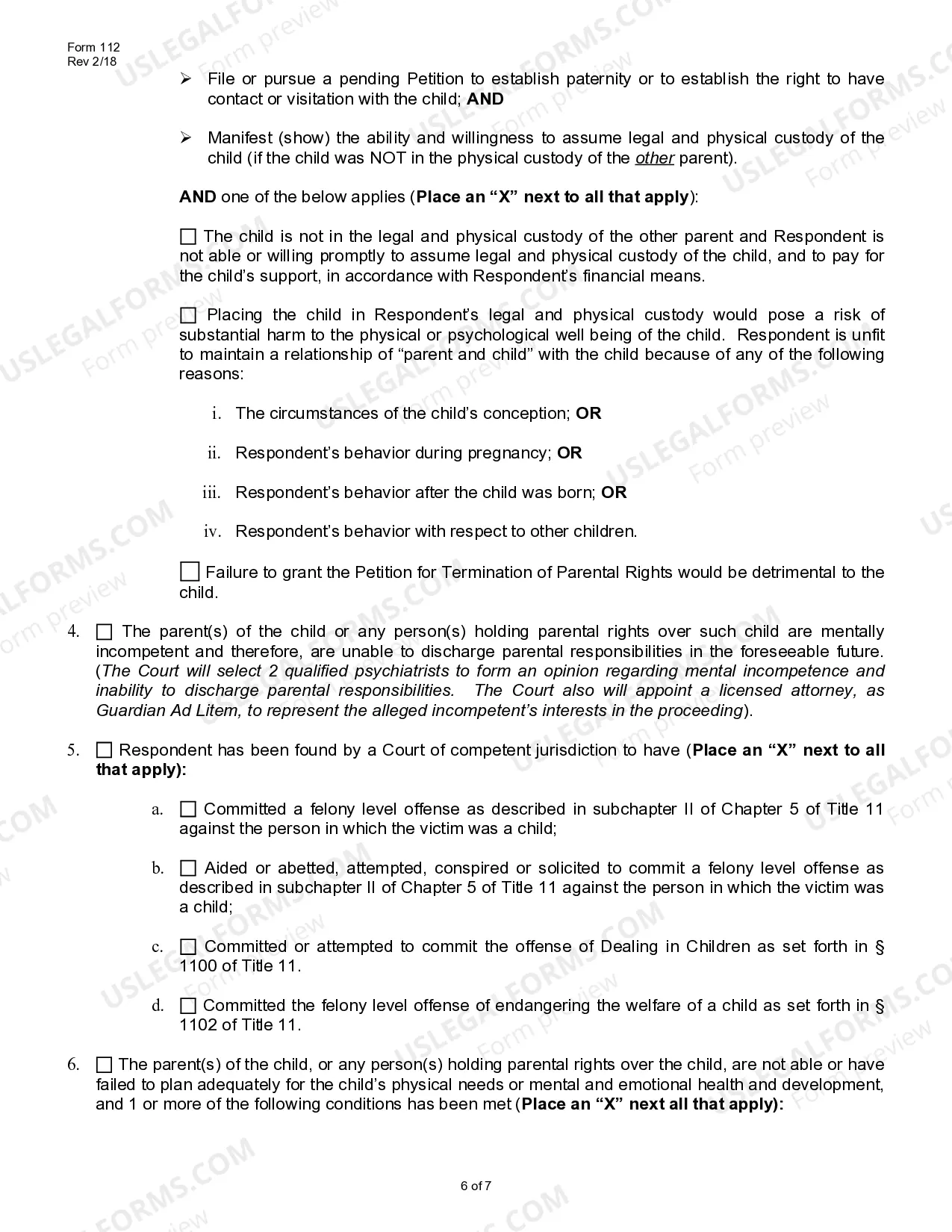 Preview Petition for Termination of Parental Rights