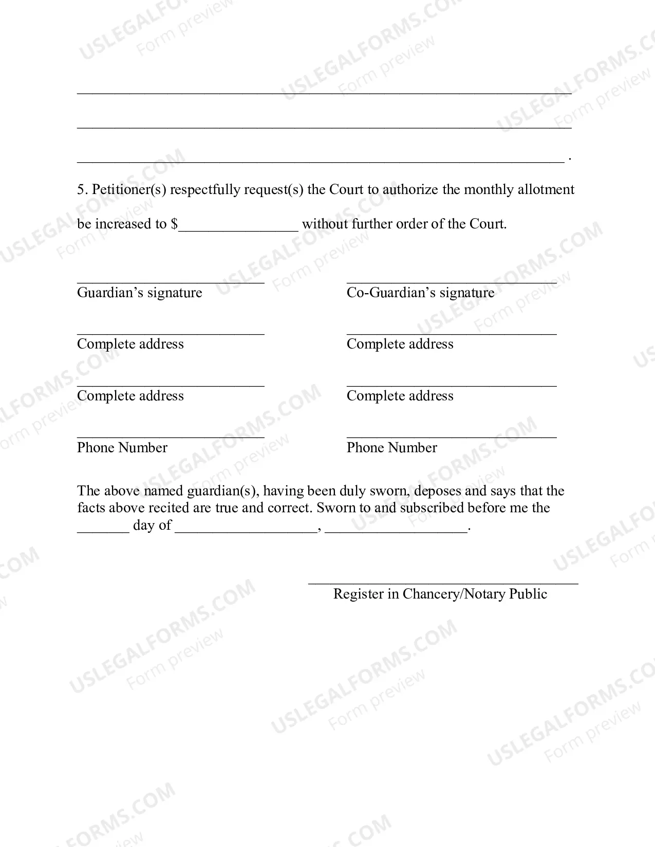 Preview Pro Se Petition To Increase Monthly Allotment