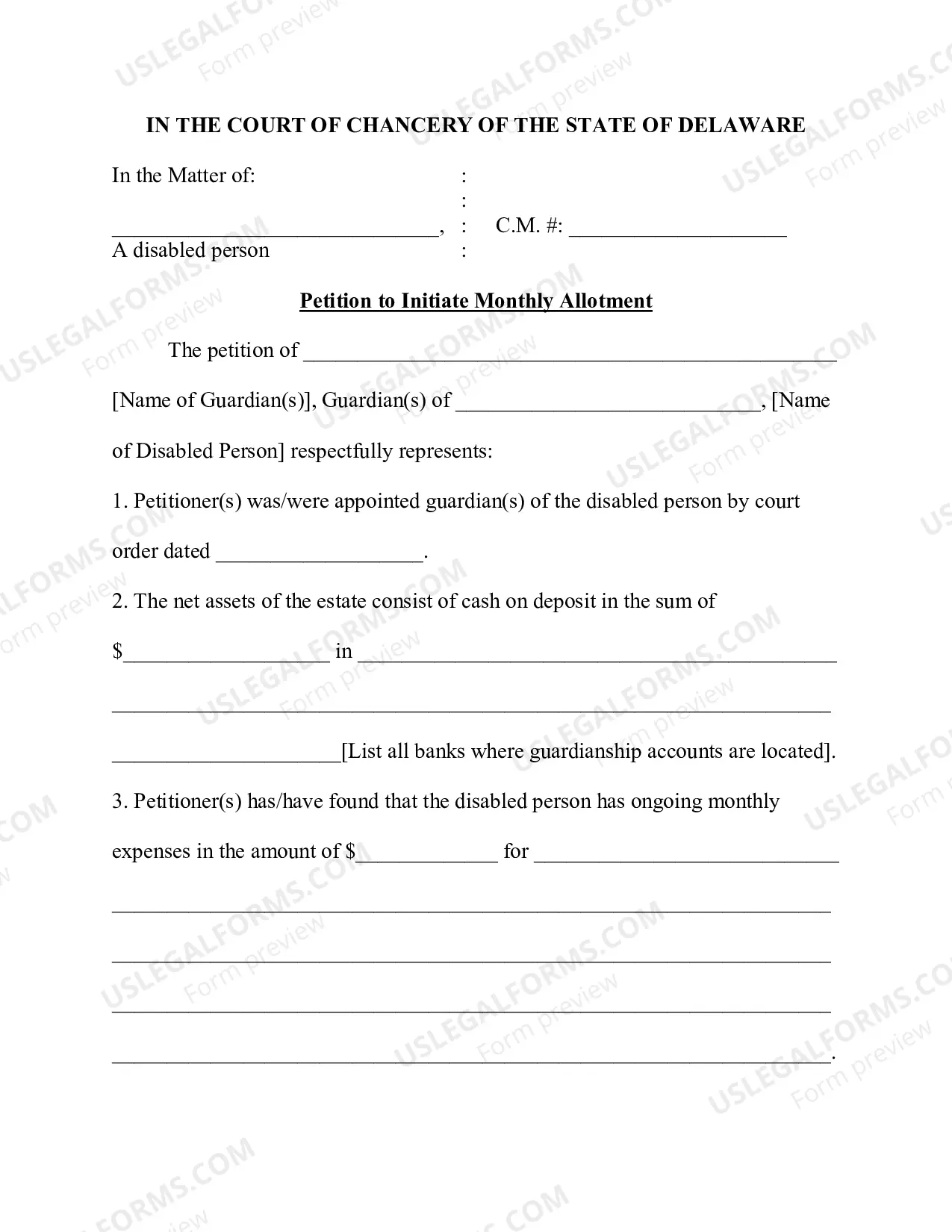 Preview Pro Se Petition To Initiate Monthly Allotment