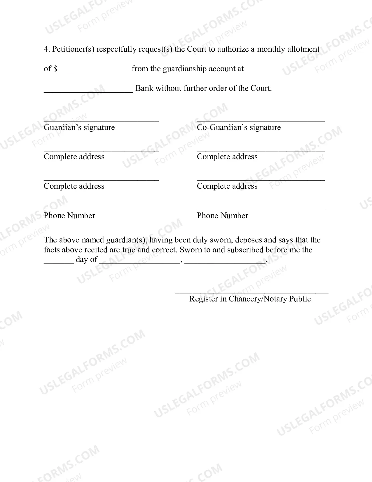 Preview Pro Se Petition To Initiate Monthly Allotment