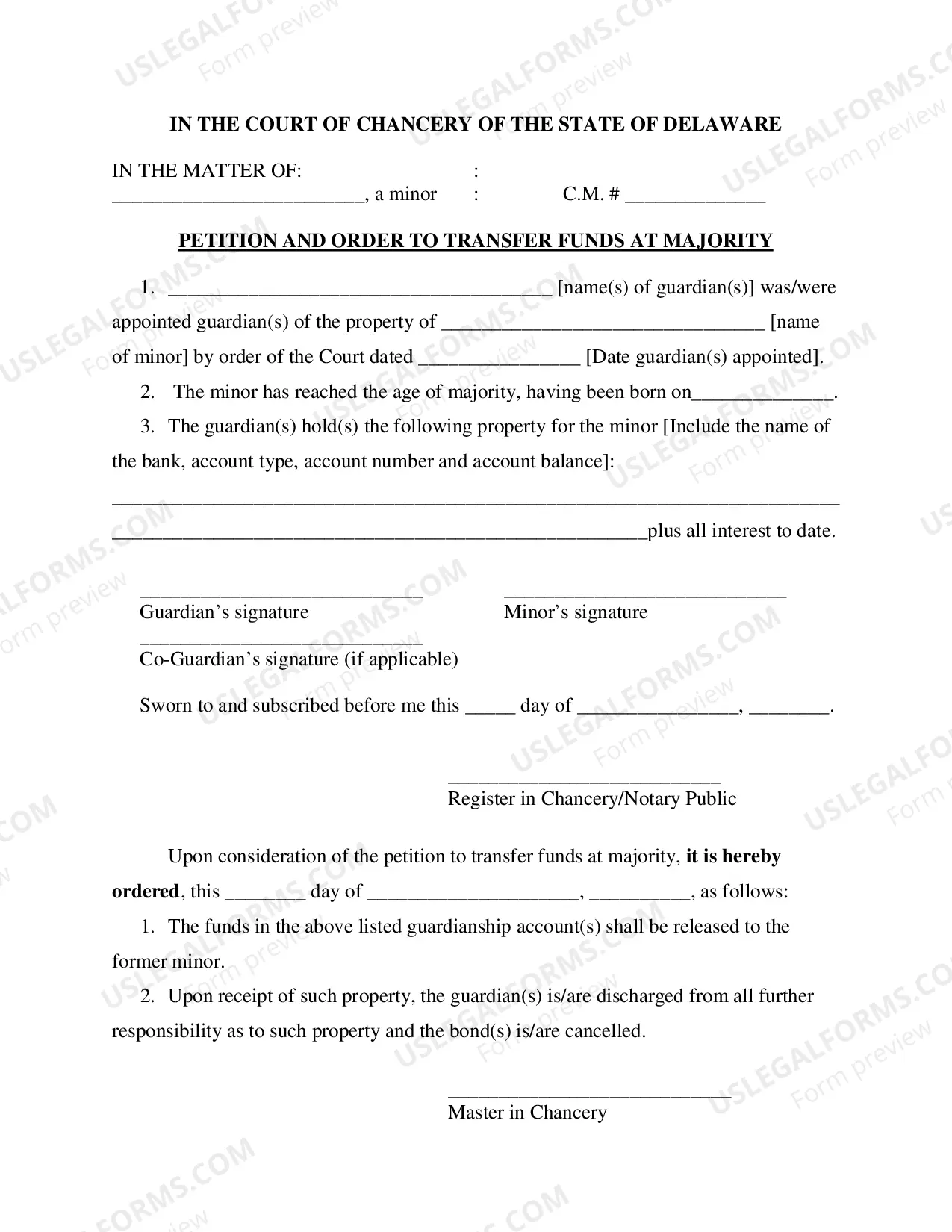 Preview Pro Se Petition To Transfer Funds At Majority