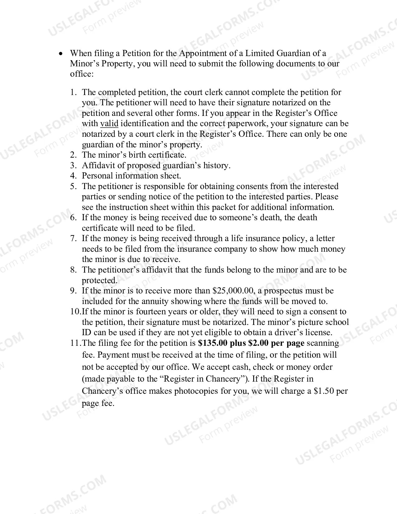 Preview Petition For The Appointment of (A Limited) Guardian(s) of A Minors Property