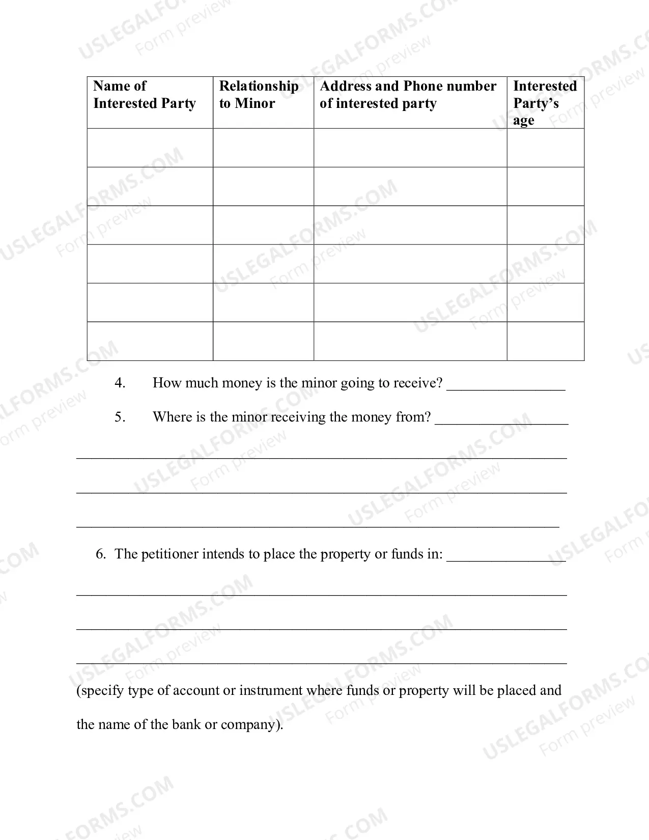 Preview Petition For The Appointment of (A Limited) Guardian(s) of A Minors Property