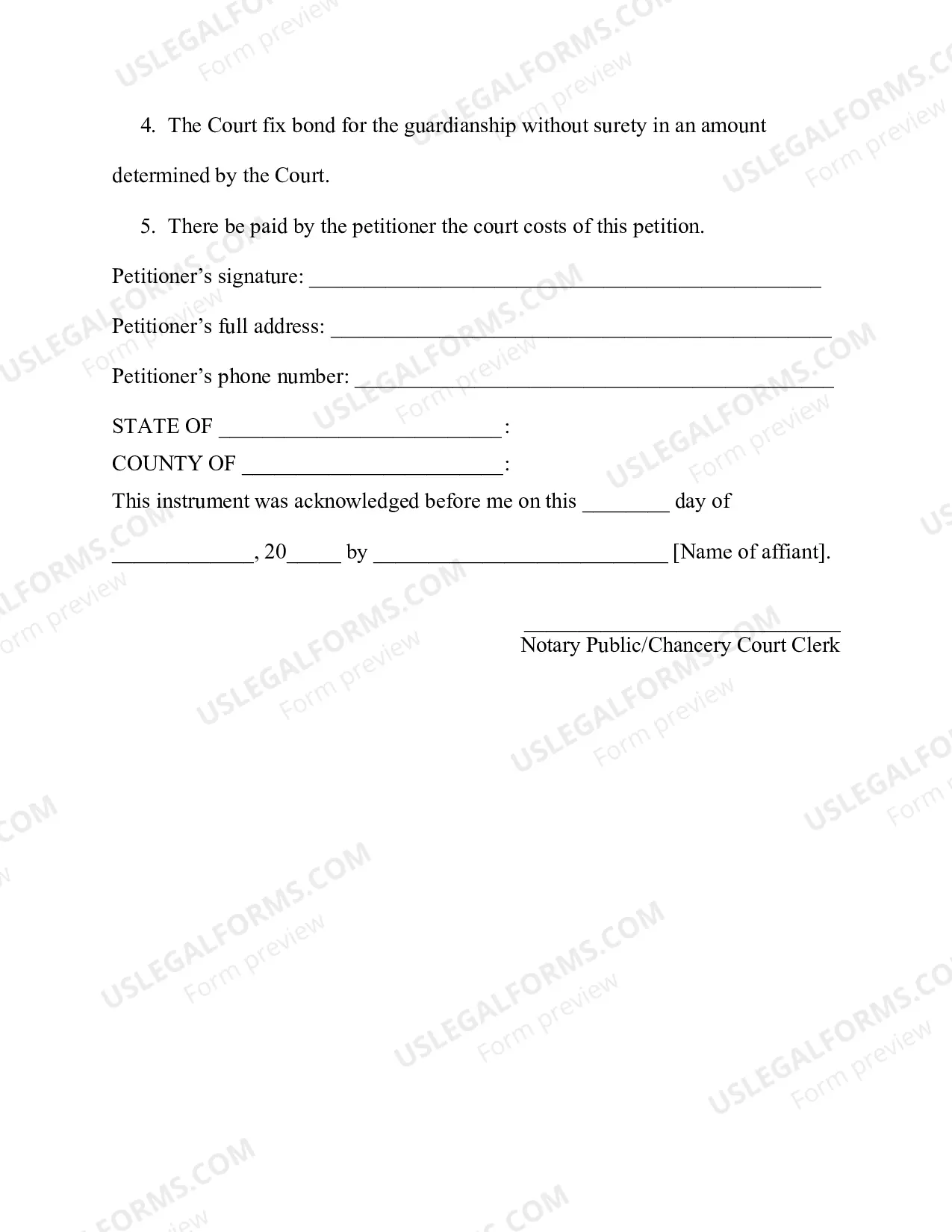 Preview Petition For The Appointment of (A Limited) Guardian(s) of A Minors Property