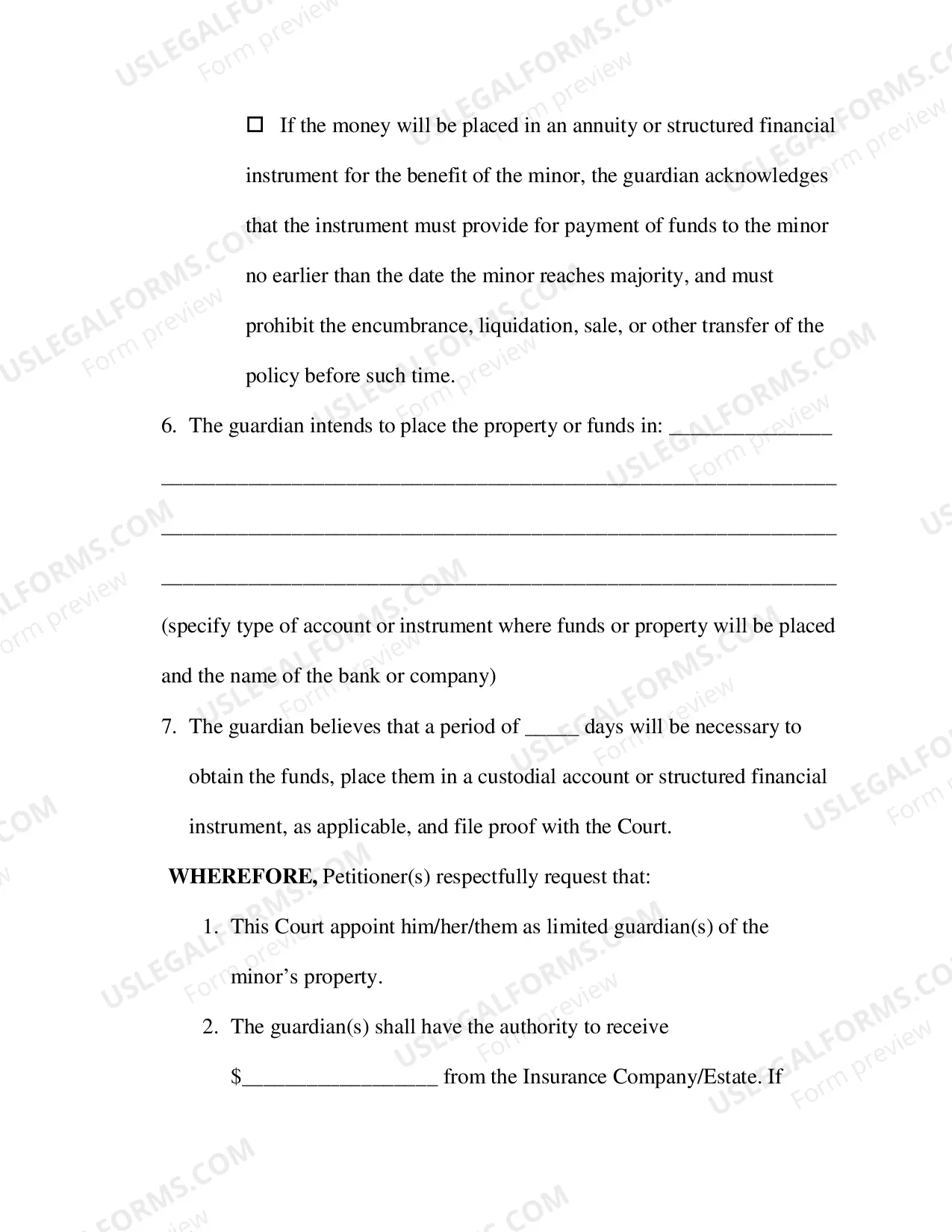 Preview Minors Limited Guardianship Petition