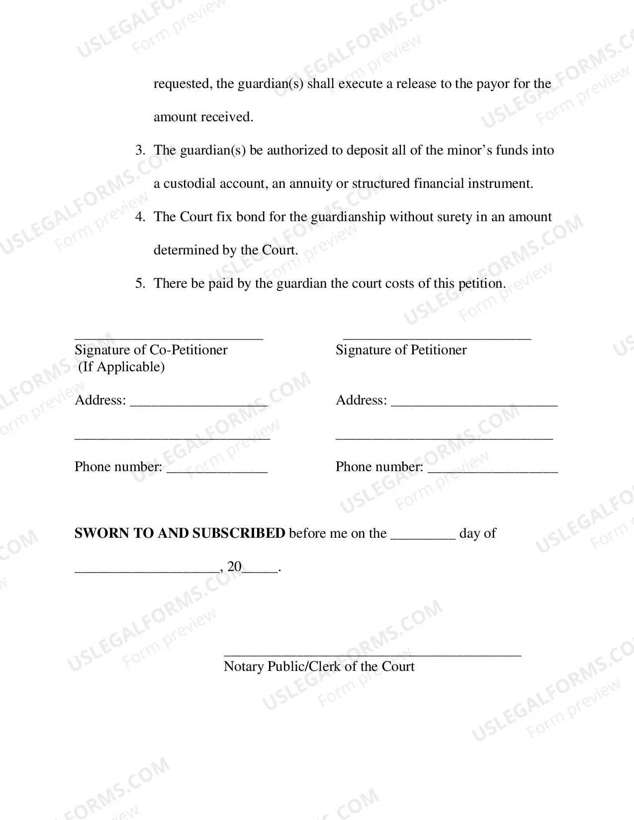 Preview Minors Limited Guardianship Petition