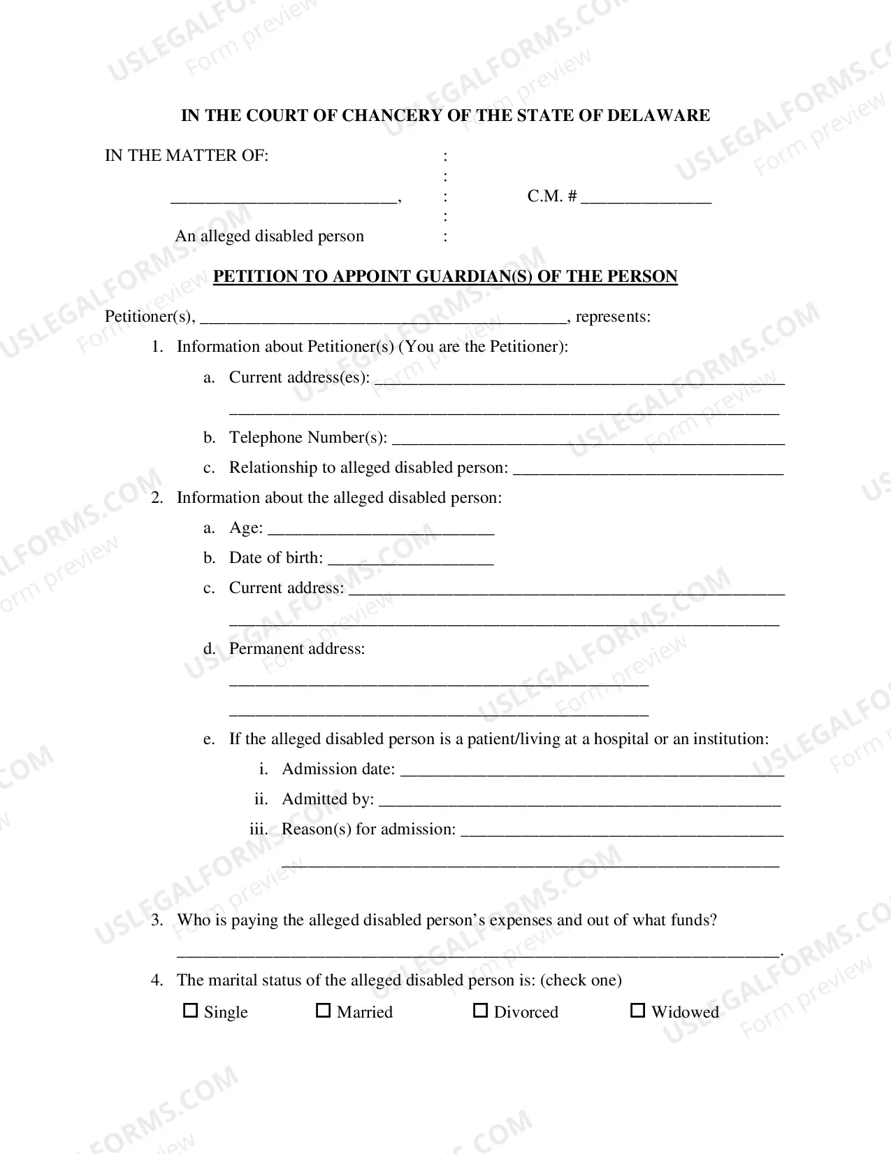 Preview Pro Se Petition For The Appointment of Guardianship of A Disabled Person