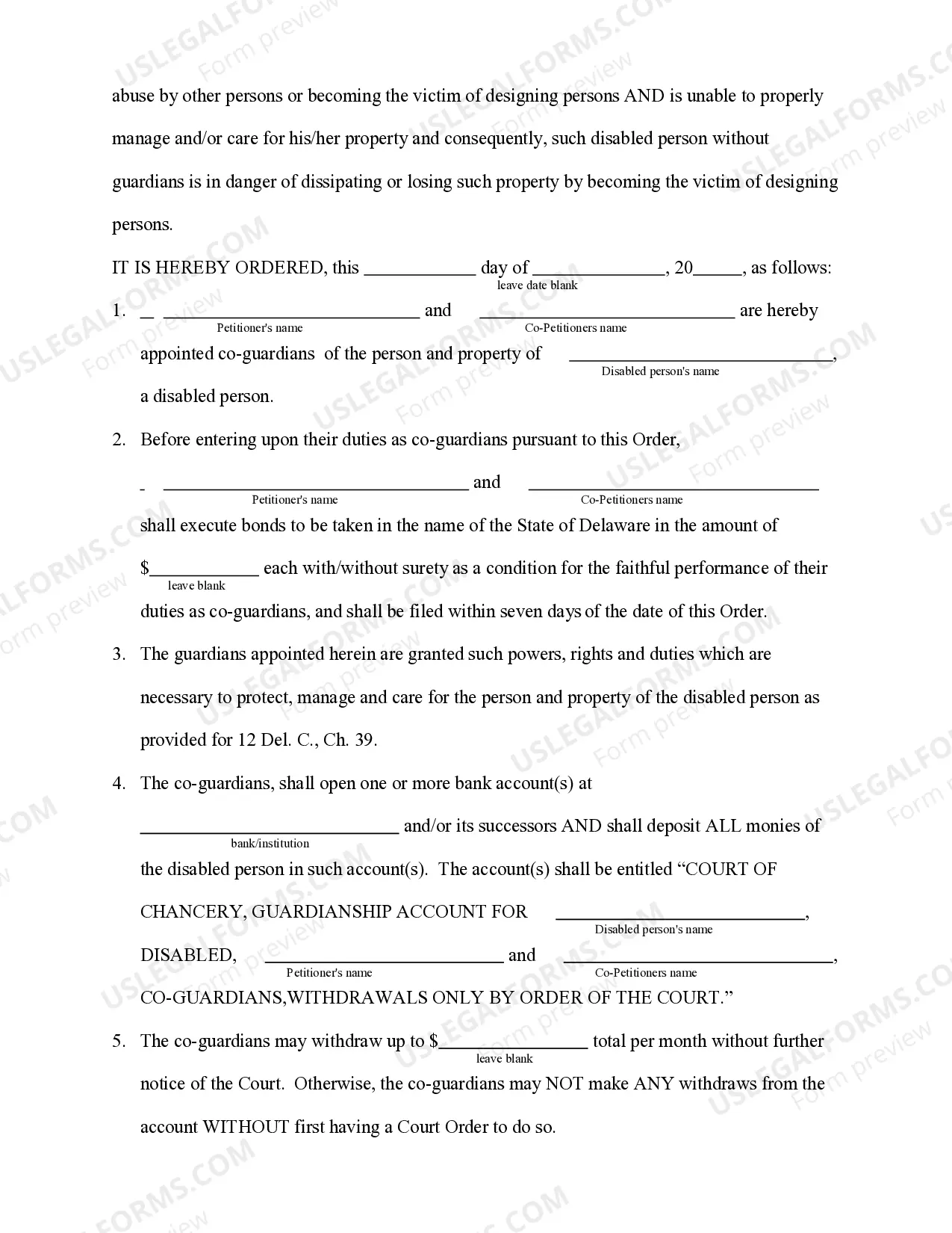 Preview Pro Se Final Order (For Appointment) Co-Guardians of The Person And Property