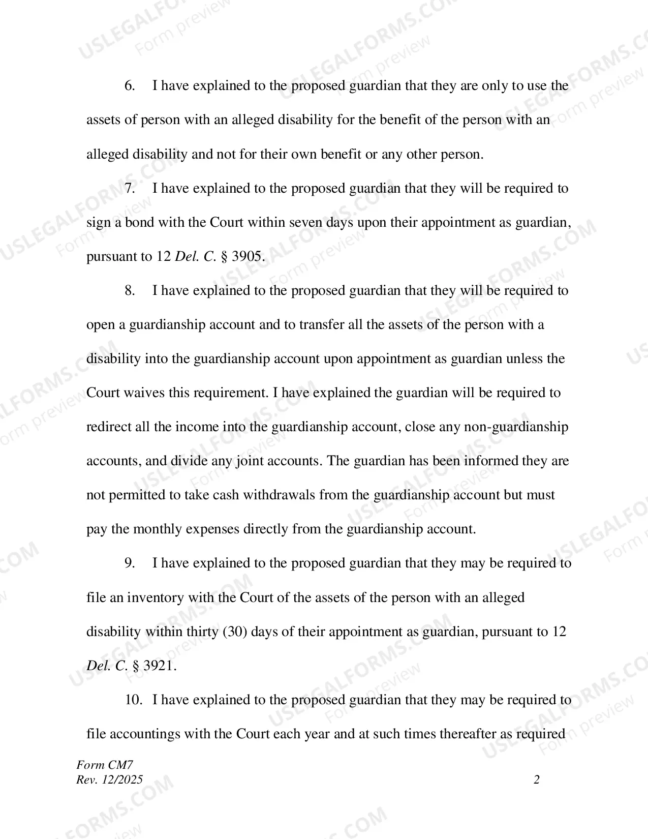 Preview Affidavit of Attorney Explaining Fiduciary Duties to Proposed Guardian