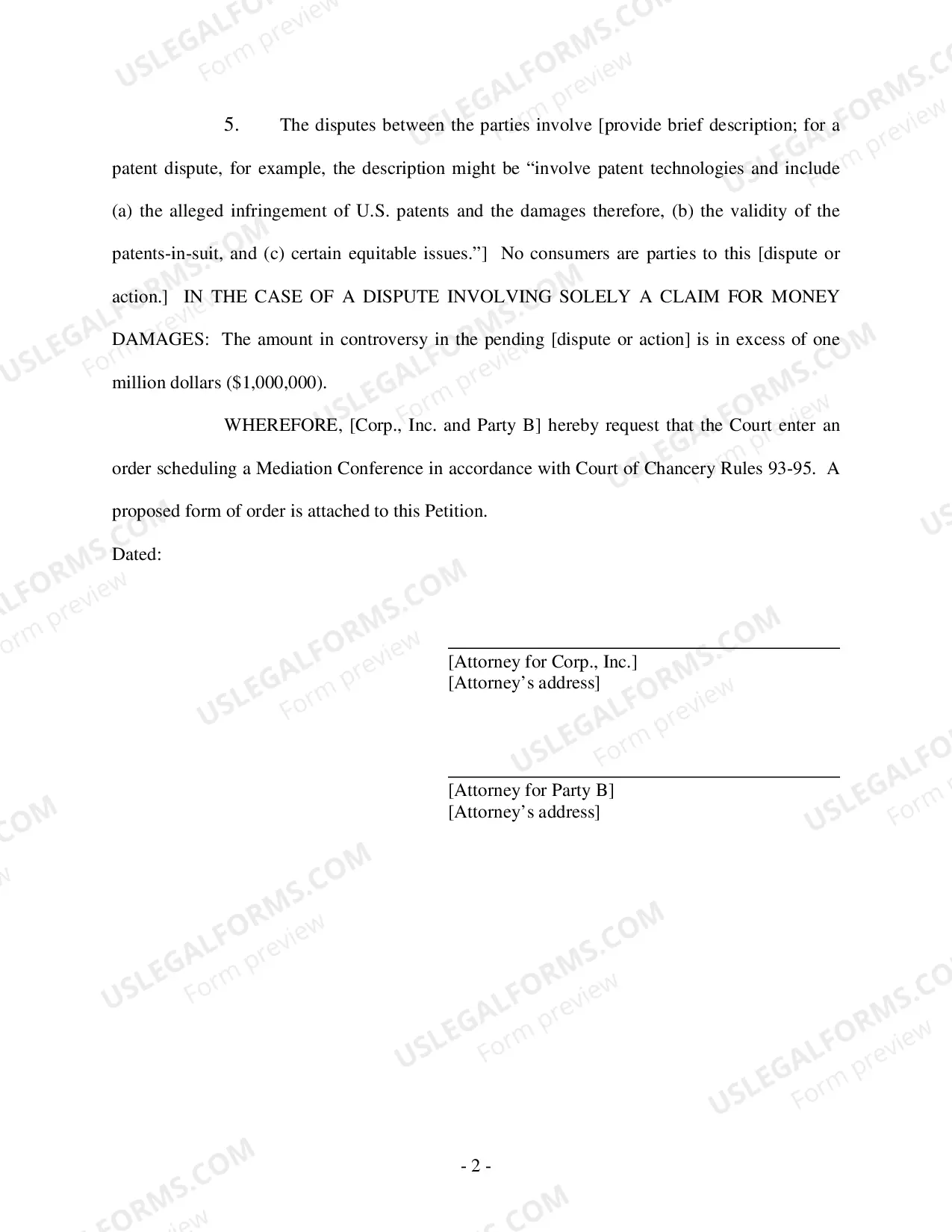 Preview Joint Petition for Mediation (MSWord format)