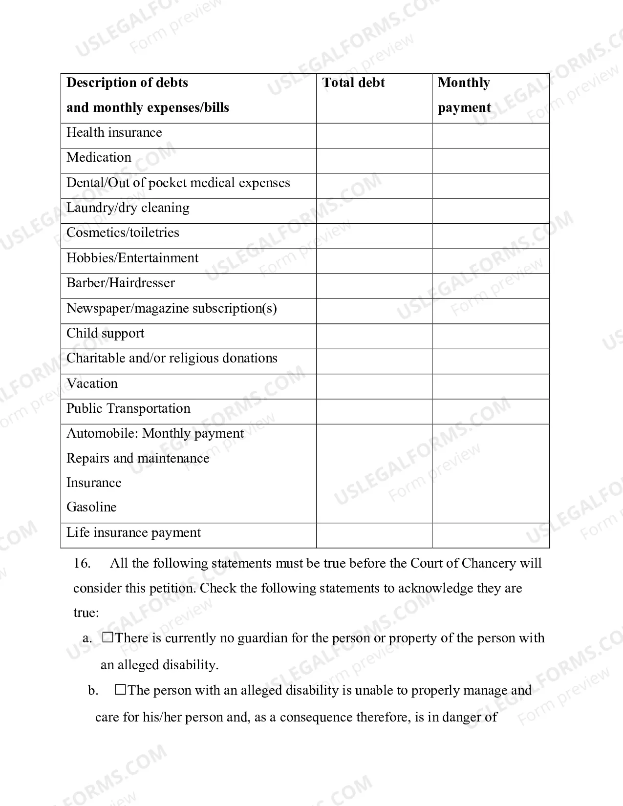 Preview Packet For Guardianship of A Disabled Persons Person And Property