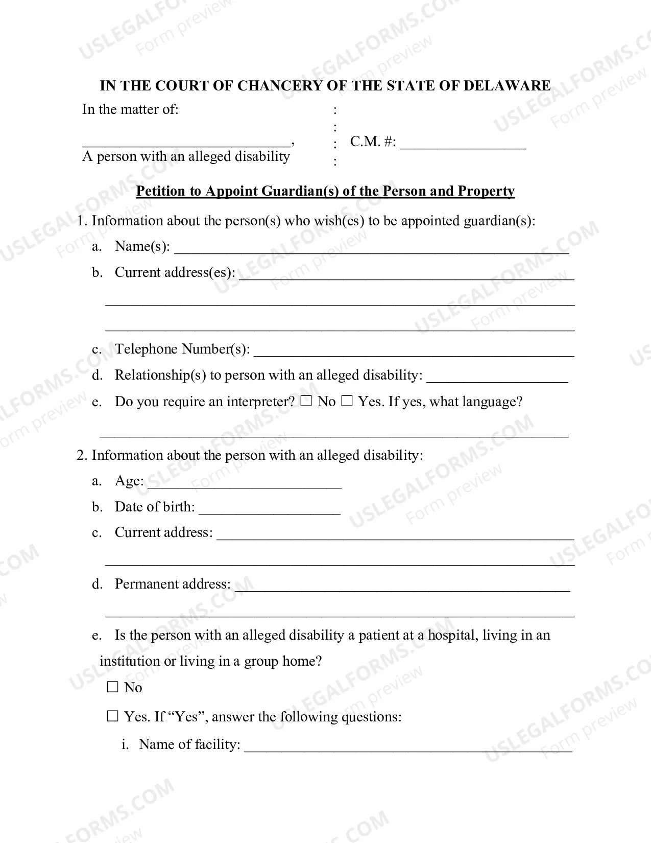 Preview Packet For Guardianship of A Disabled Persons Person And Property