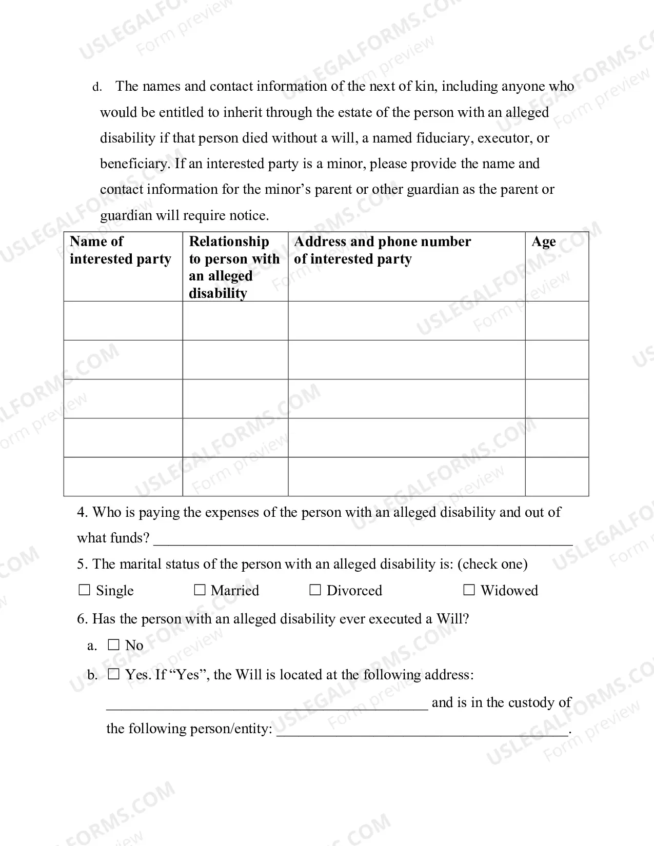 Preview Packet For Guardianship of A Disabled Persons Person And Property