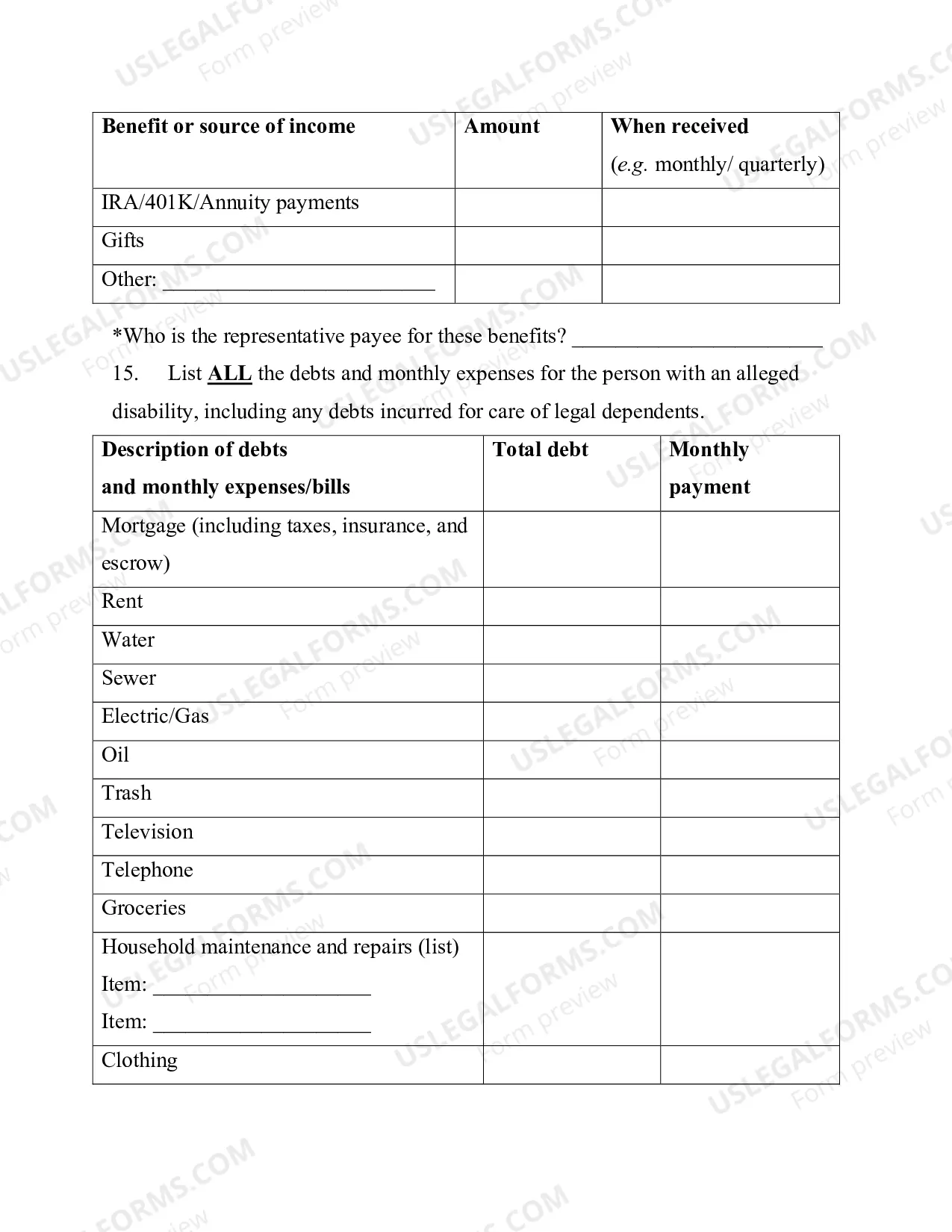 Preview Packet For Guardianship of A Disabled Persons Person And Property