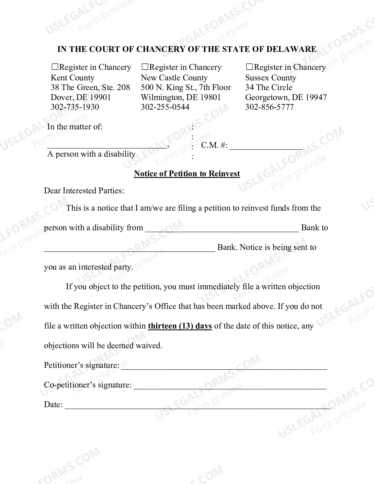 Preview Pro Se Petition To Reinvest Funds
