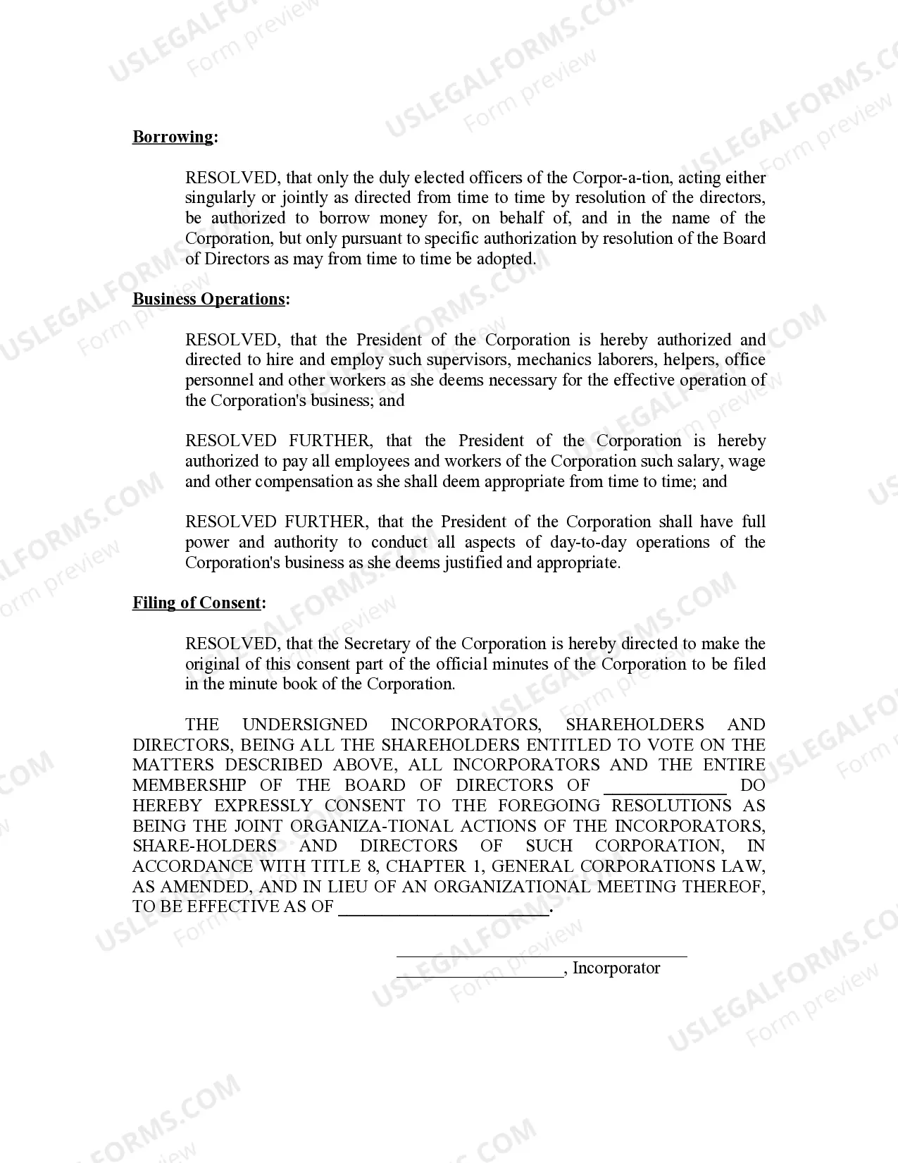 Preview Minutes for Organizational Meeting