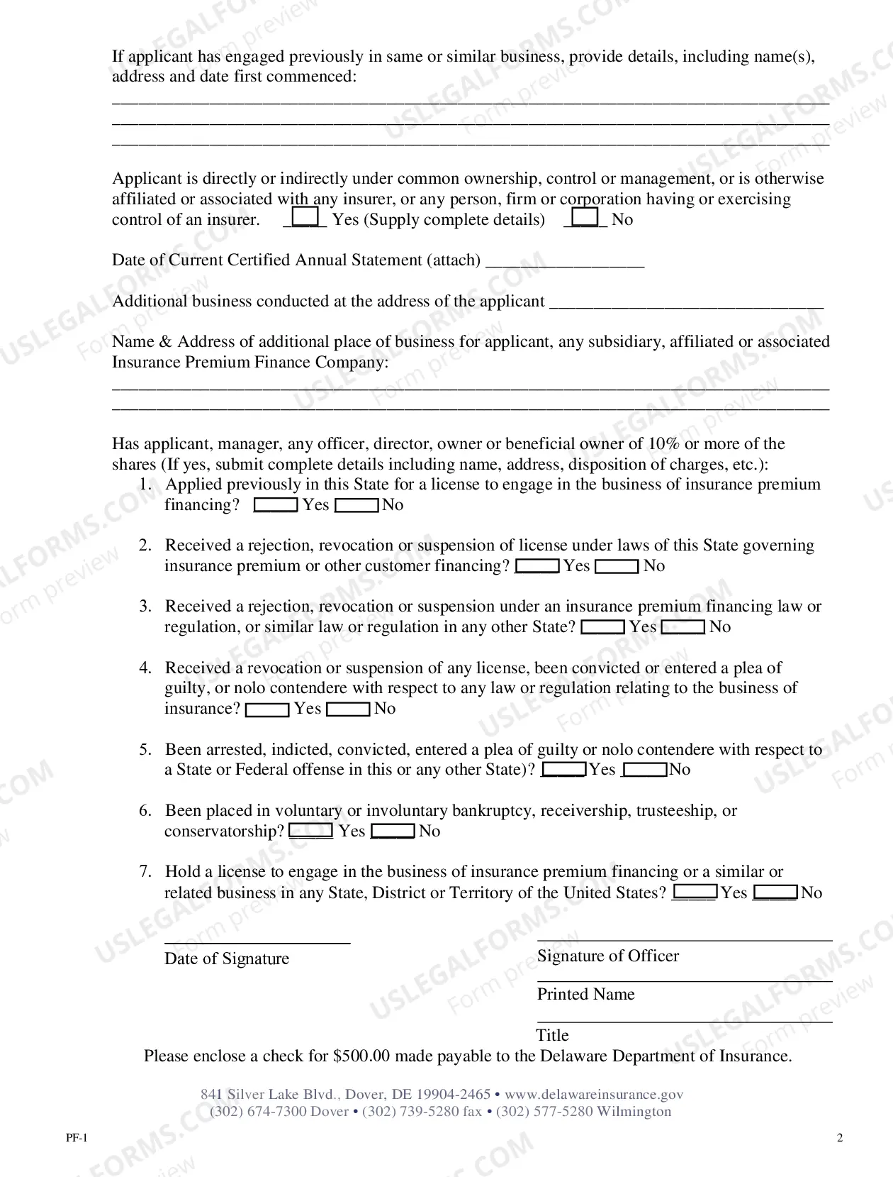 Preview Form PF-1