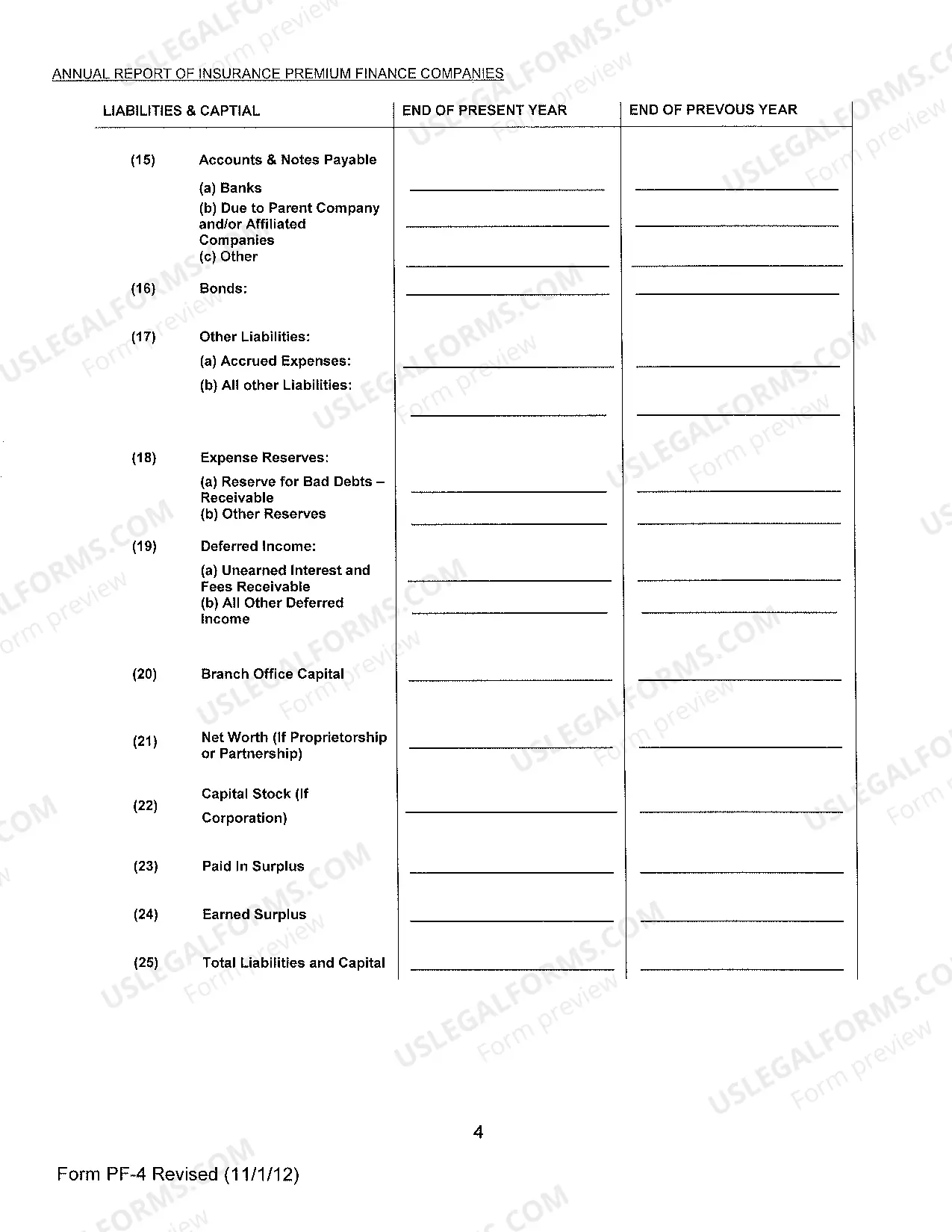 Preview Form PF-4