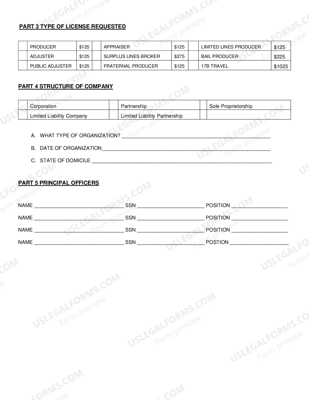 Preview 2B - Request for Agency Firm Insurance License