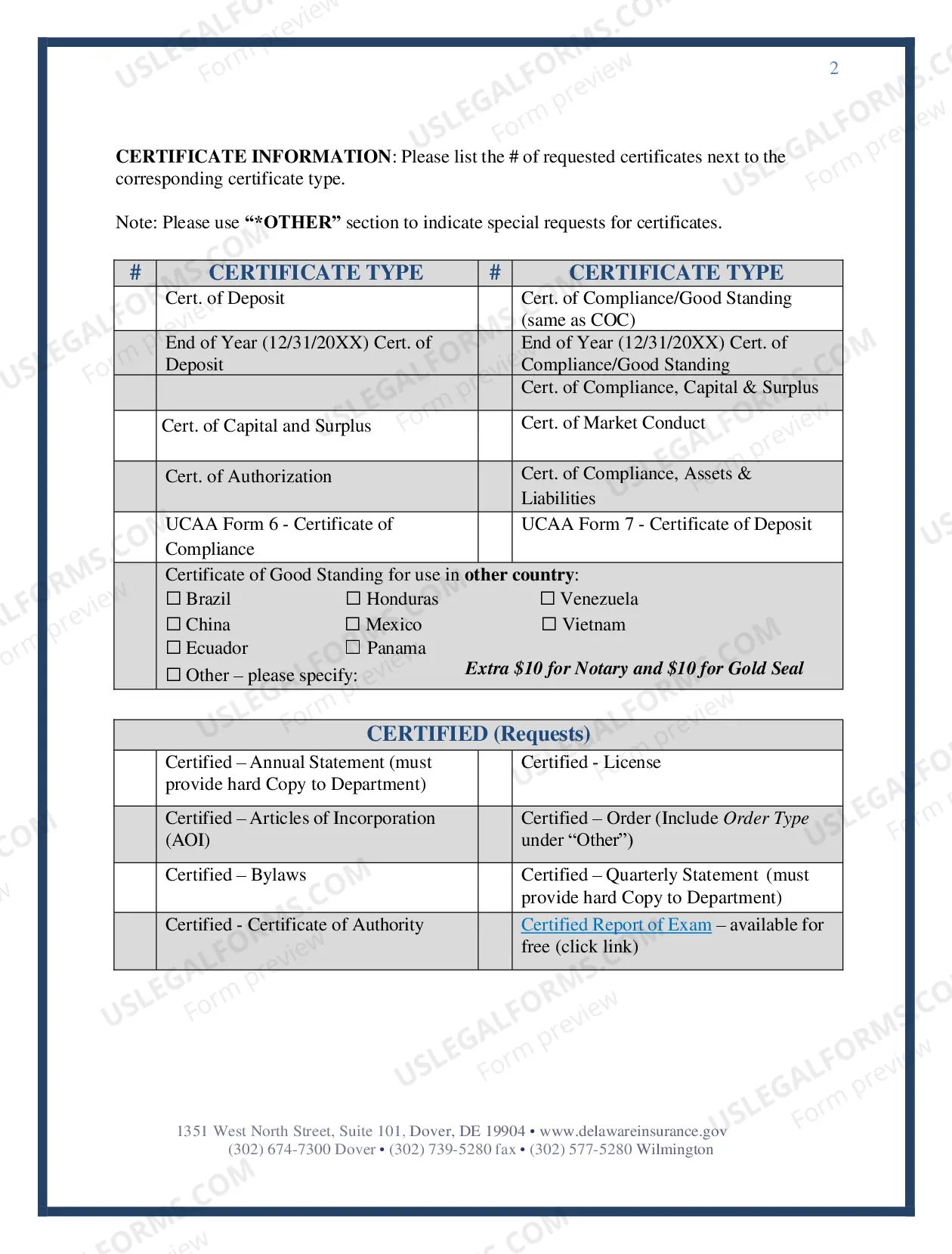 Preview Certificate Request