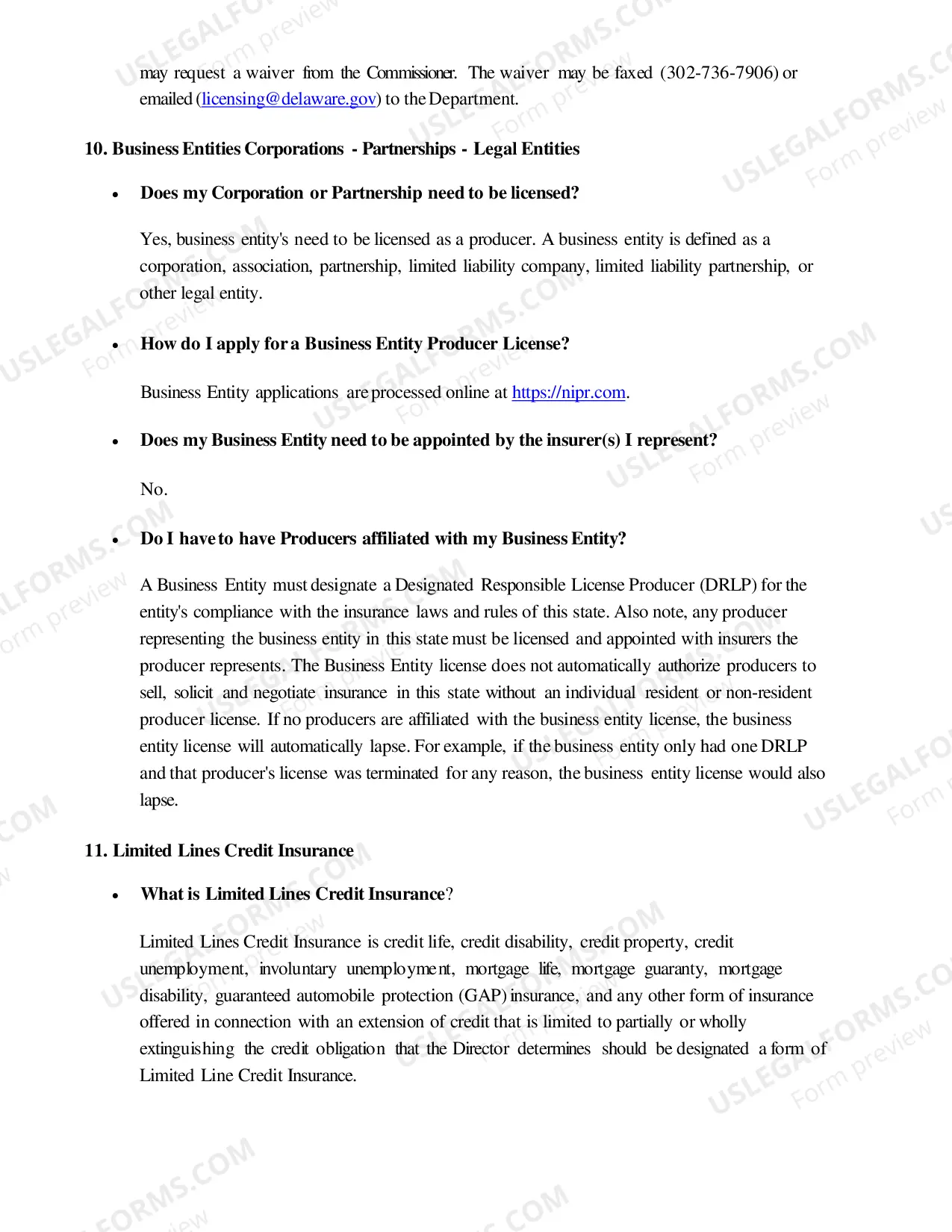 Preview Producer Licensing Laws FAQs