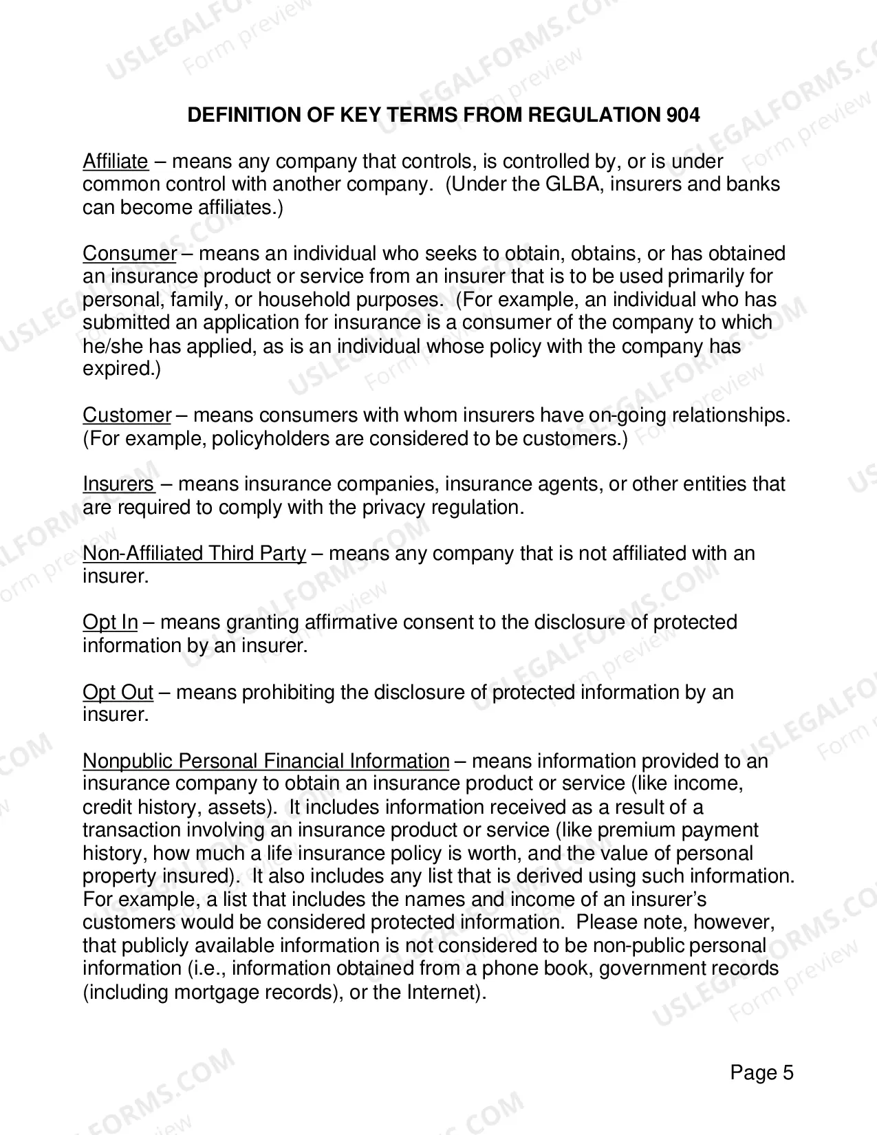 Preview Questions And Answers For Agents On Privacy Issue (Proposed Regulation 904, formerly Proposed Regulation No. 84)