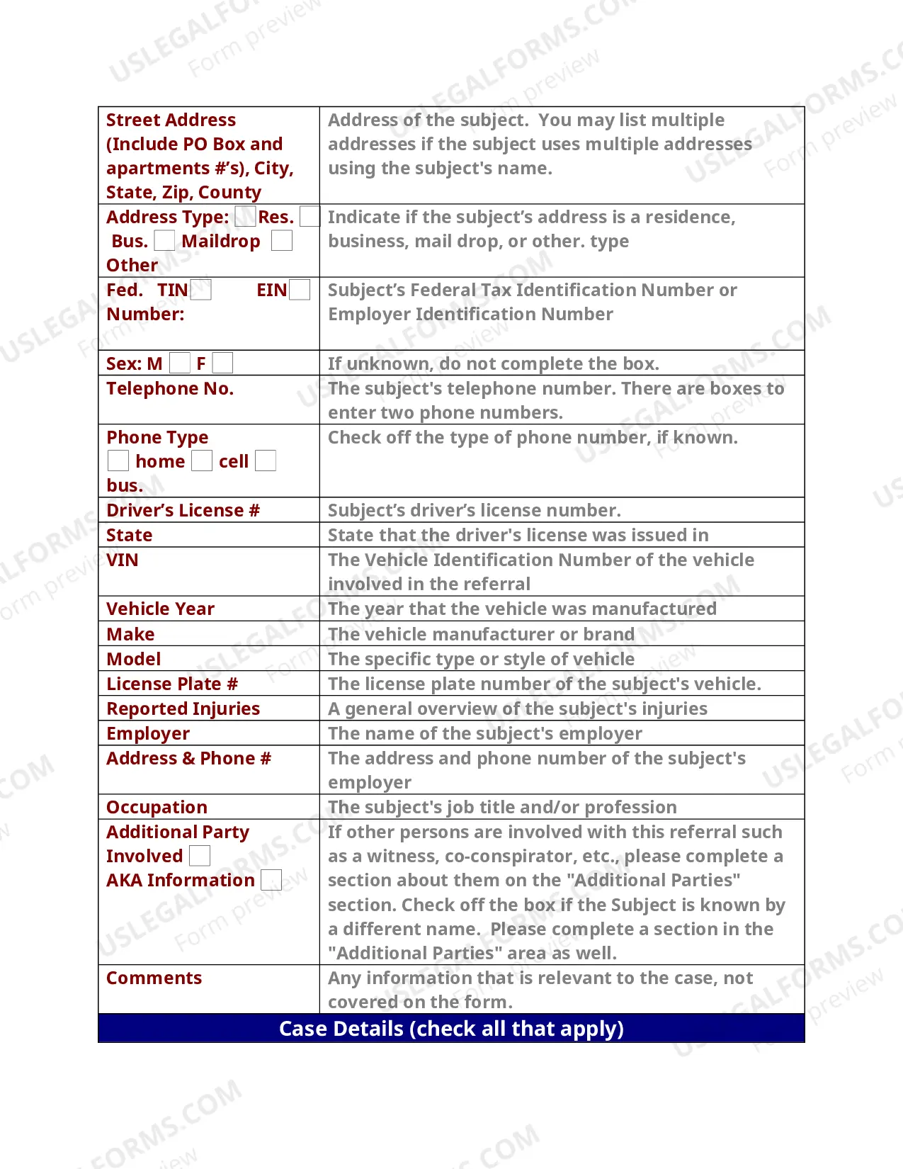Preview Instructions for the Fraud Reporting Form