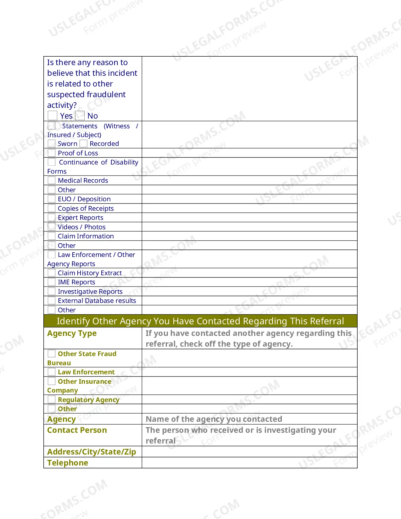 Preview Instructions for the Fraud Reporting Form