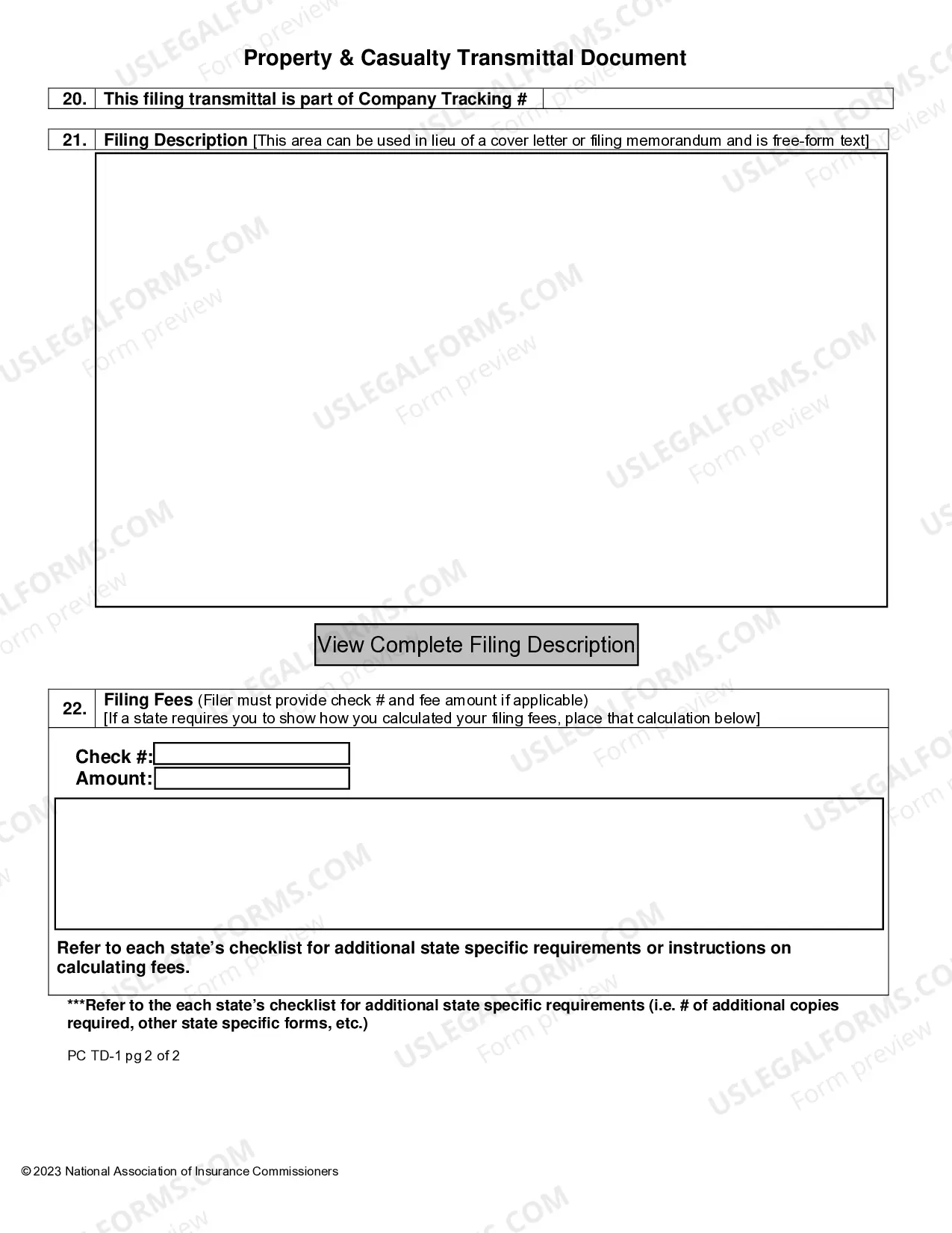 Preview Interactive Property & Casualty Transmittal Document
