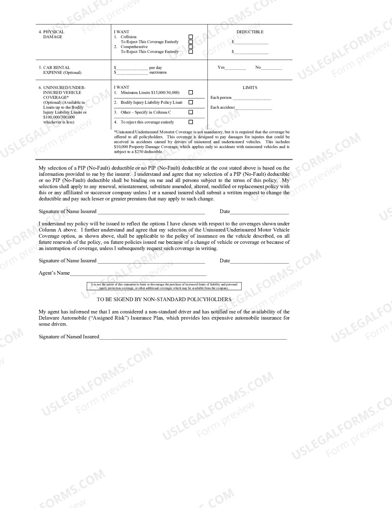 Preview Form A (from Regulation 603)