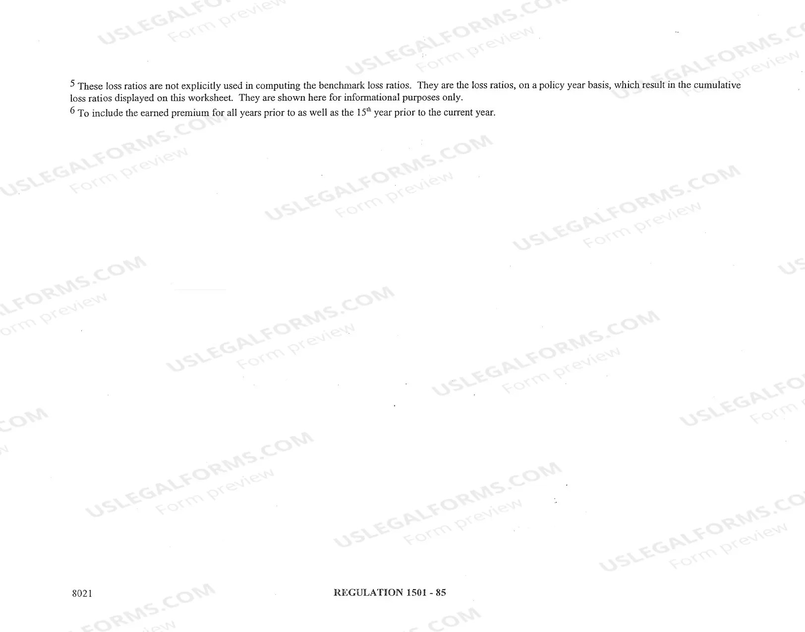 Preview Reporting Form for the Calculation of Benchmark Ratio Since Inception for Individual Policies